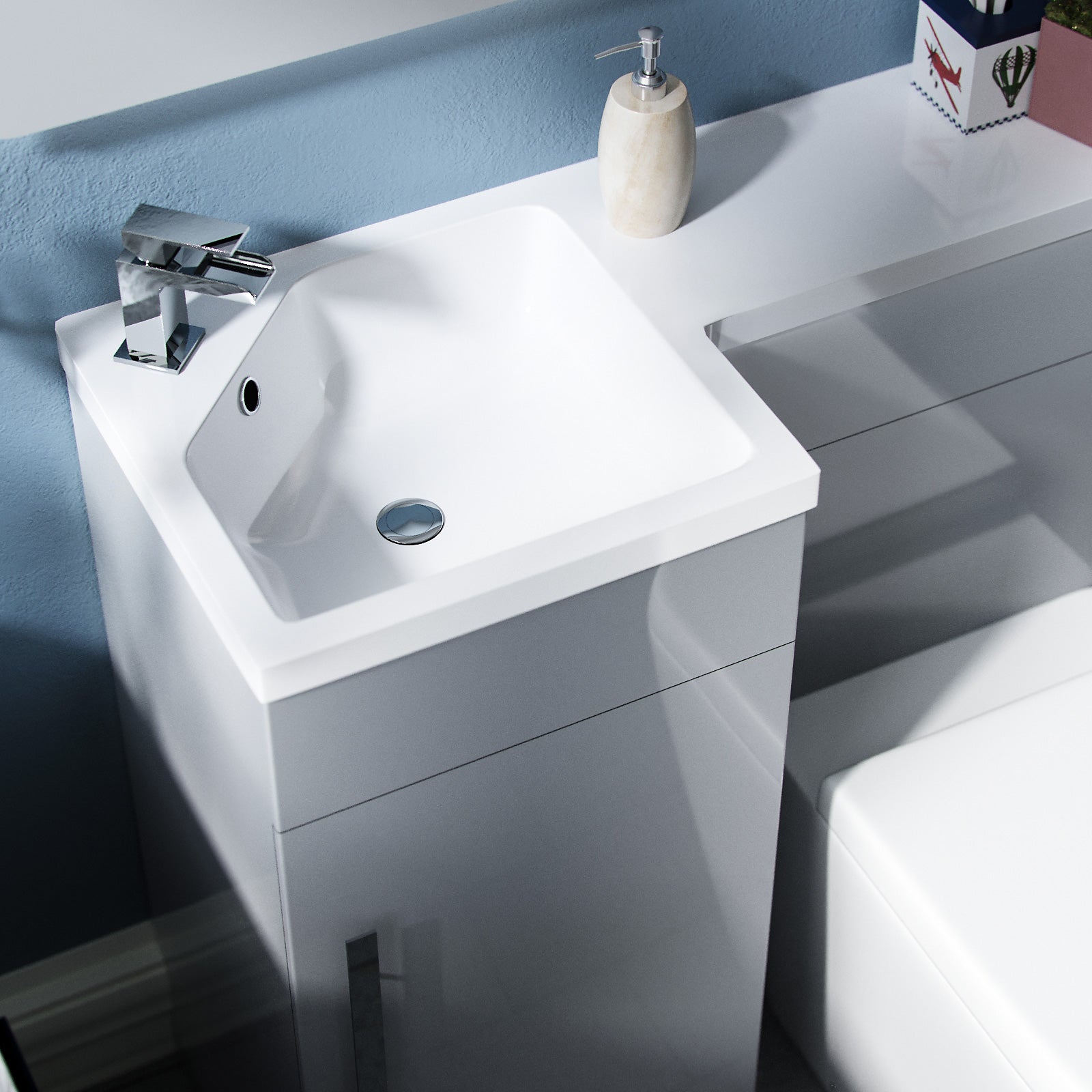 Jersey 900mm Vanity Basin Unit, WC Unit & Ellis UF Back to Wall Toilet Grey