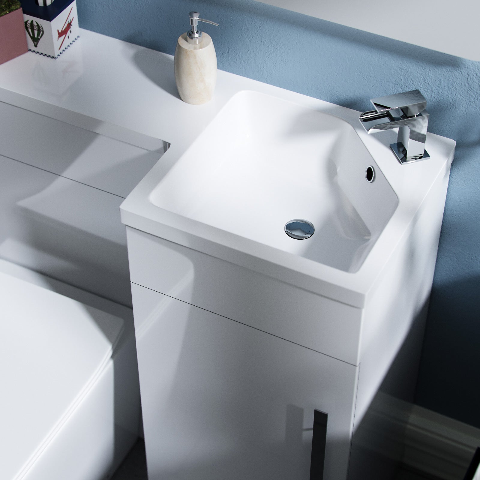 Jersey 900mm Vanity Basin Unit, WC Unit & Elora Back To Wall Toilet White