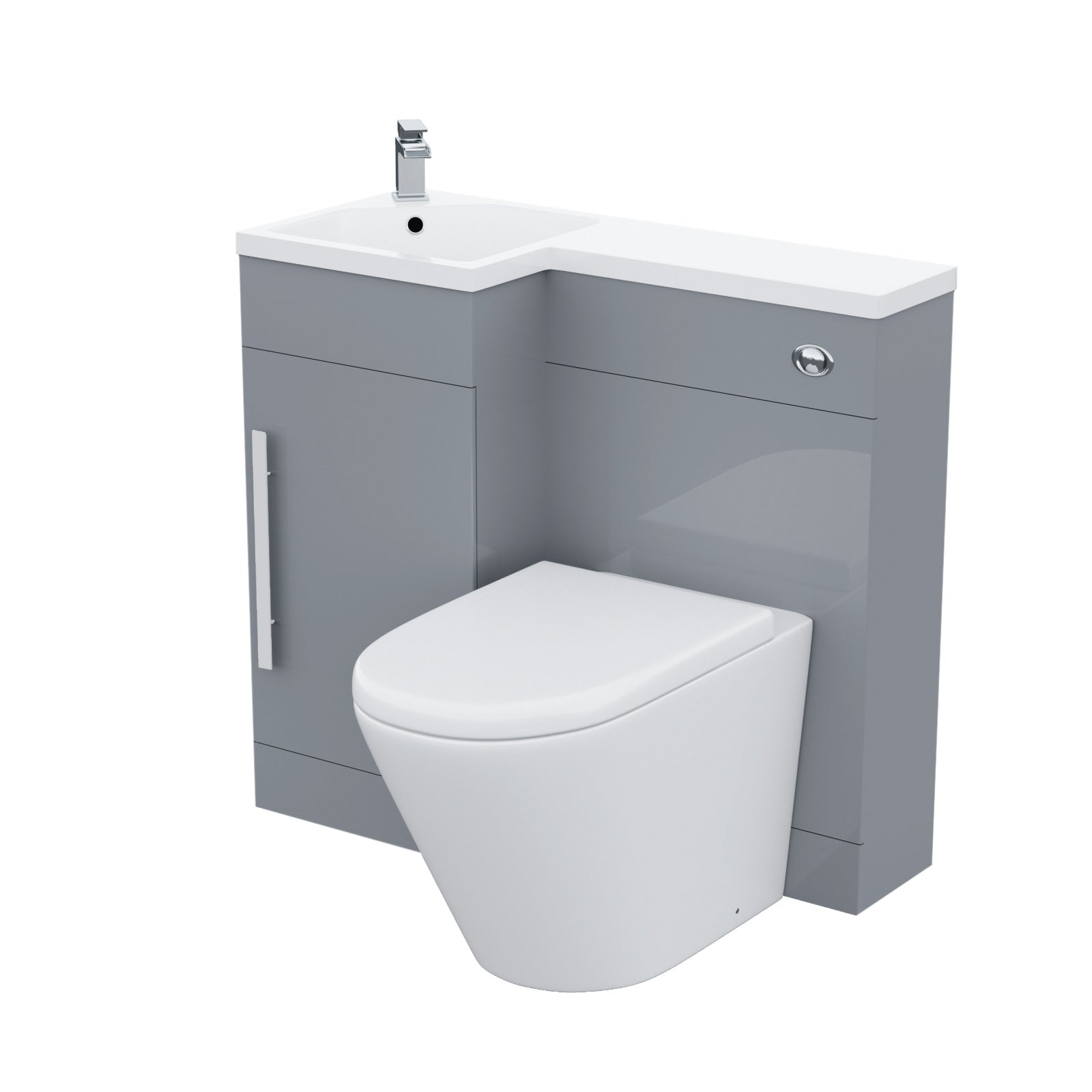 Jersey 900mm Vanity Basin Unit, WC Unit & Ellis PP Back To Wall Toilet Grey