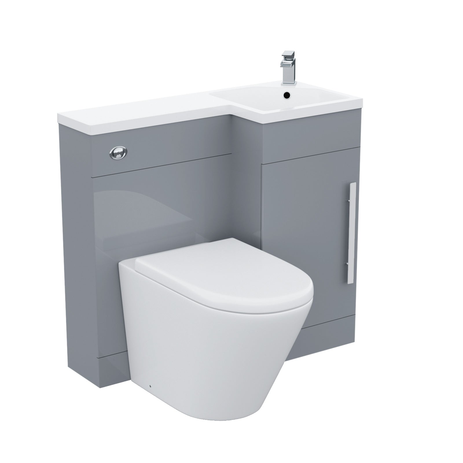 Jersey 900mm Light Grey Right Hand WC Basin Vanity and Toilet Unit Flat Pack