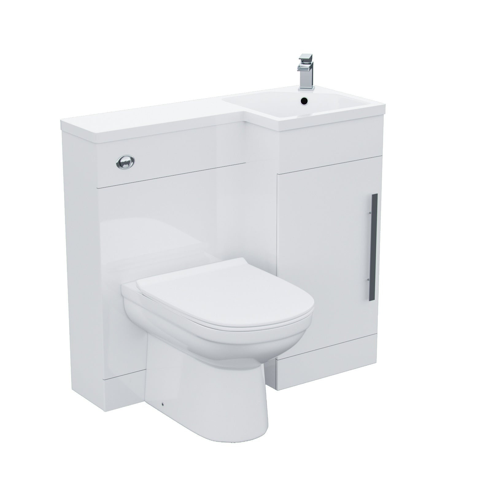 Jersey 900mm Vanity Basin Unit, WC Unit & Elso Back To Wall Toilet White