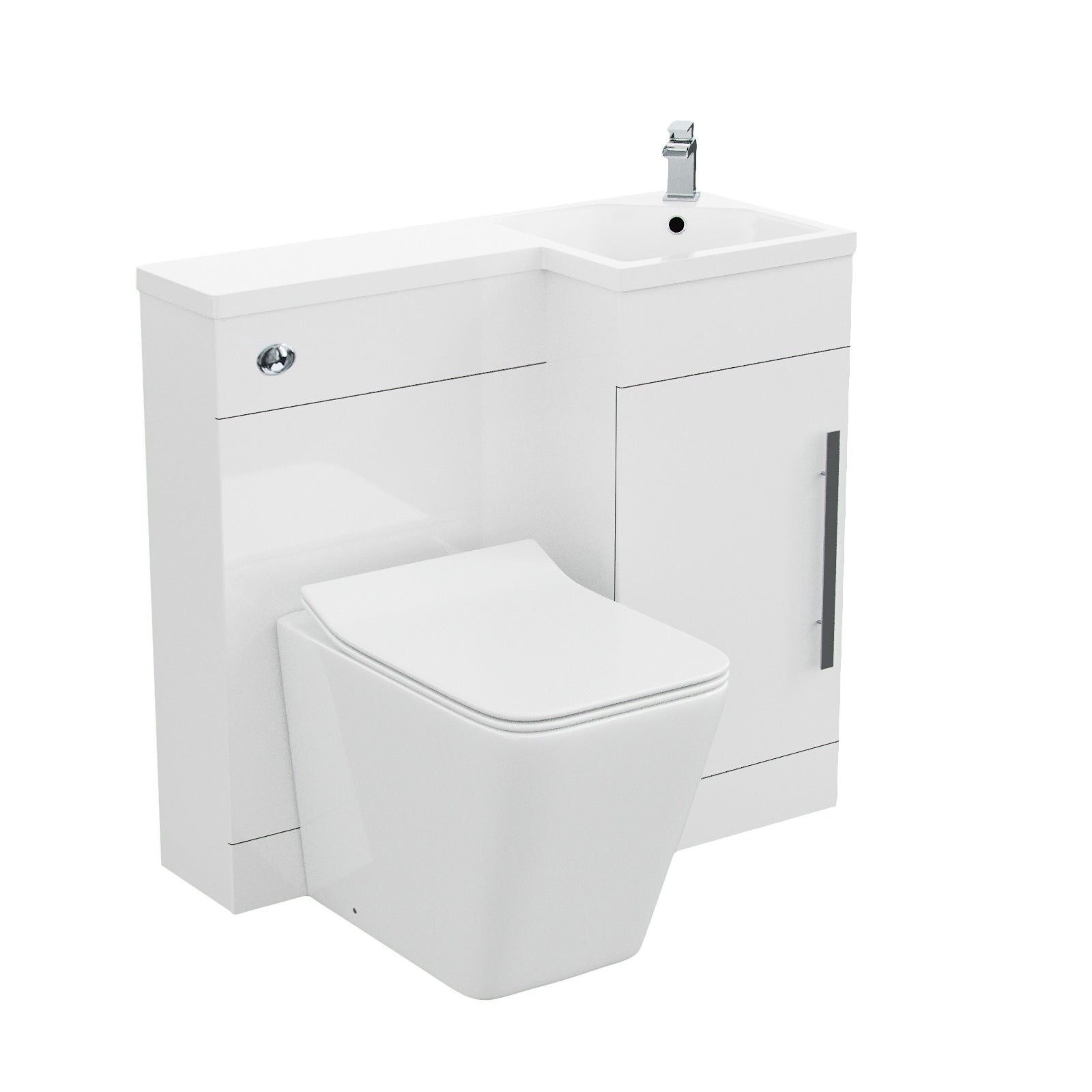 Jersey 900mm Vanity Basin Unit, WC Unit & Elora Back To Wall Toilet White