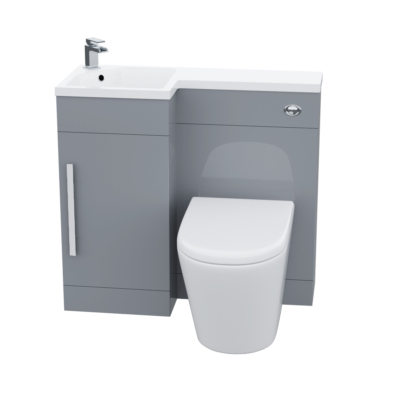 Jersey 900mm Vanity Basin Unit, WC Unit & Ellis PP Back To Wall Toilet Grey