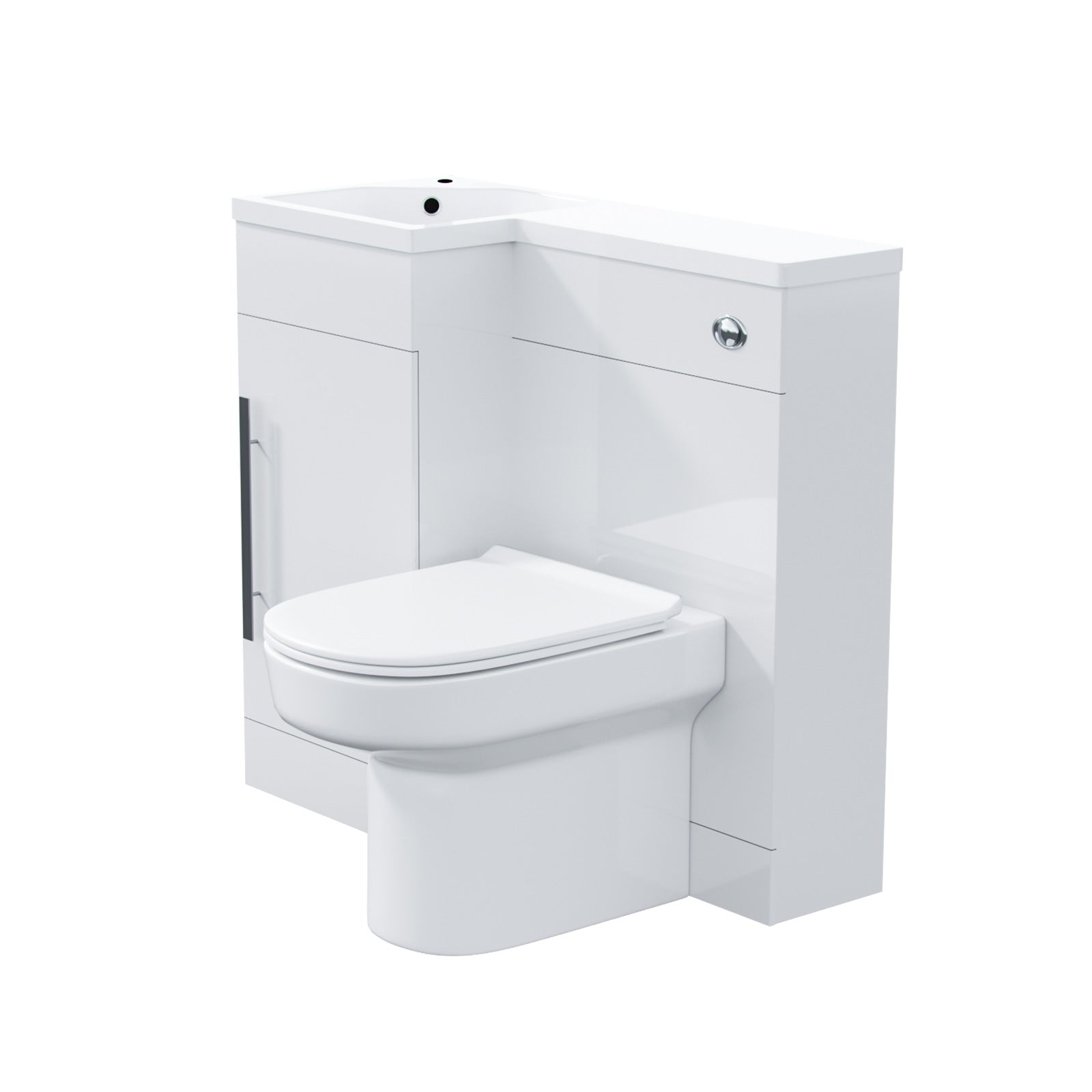 Jersey RH 900mm Vanity Basin Unit, WC Unit & Rimless Back To Wall Toilet White