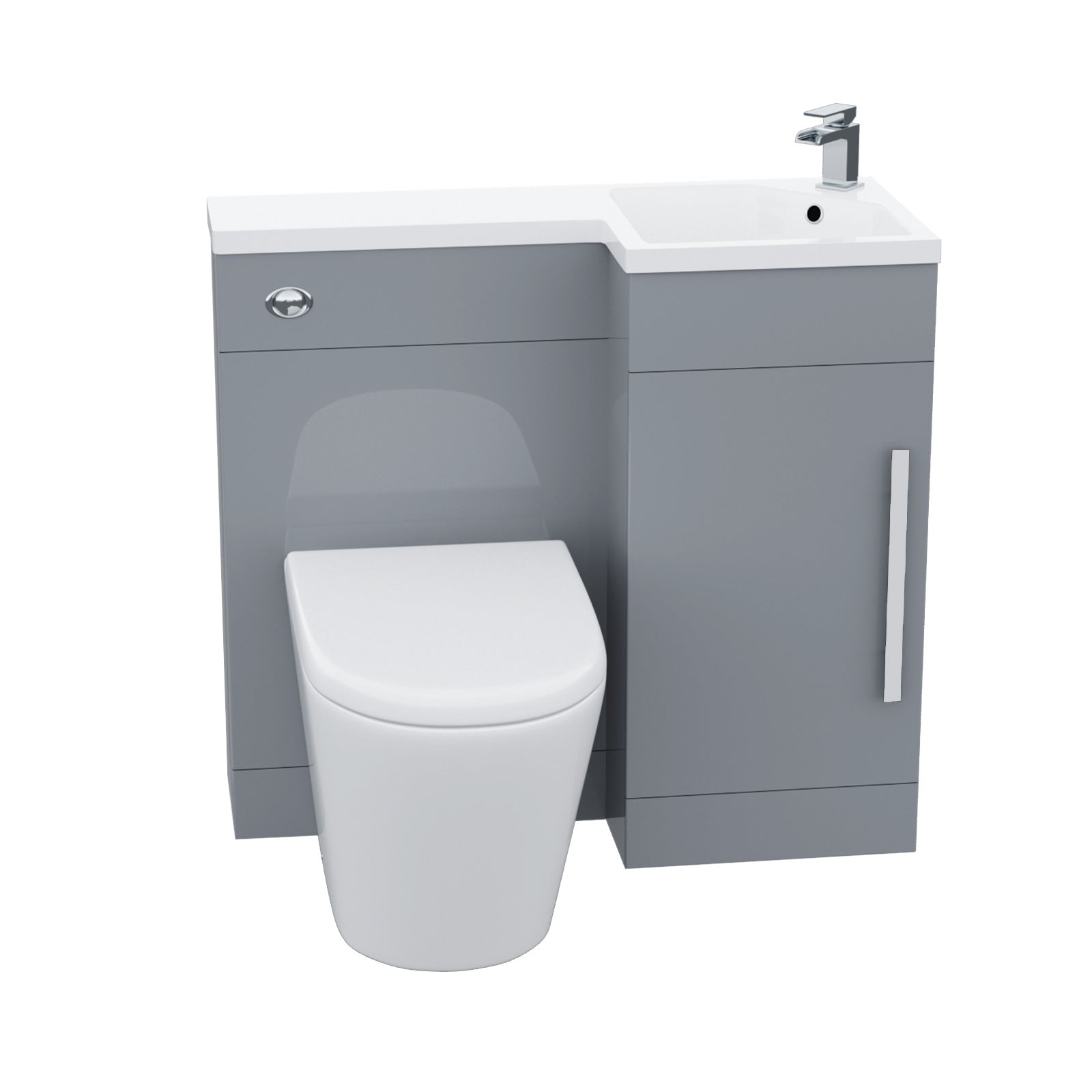 Jersey 900mm Light Grey Right Hand WC Basin Vanity and Toilet Unit Flat Pack