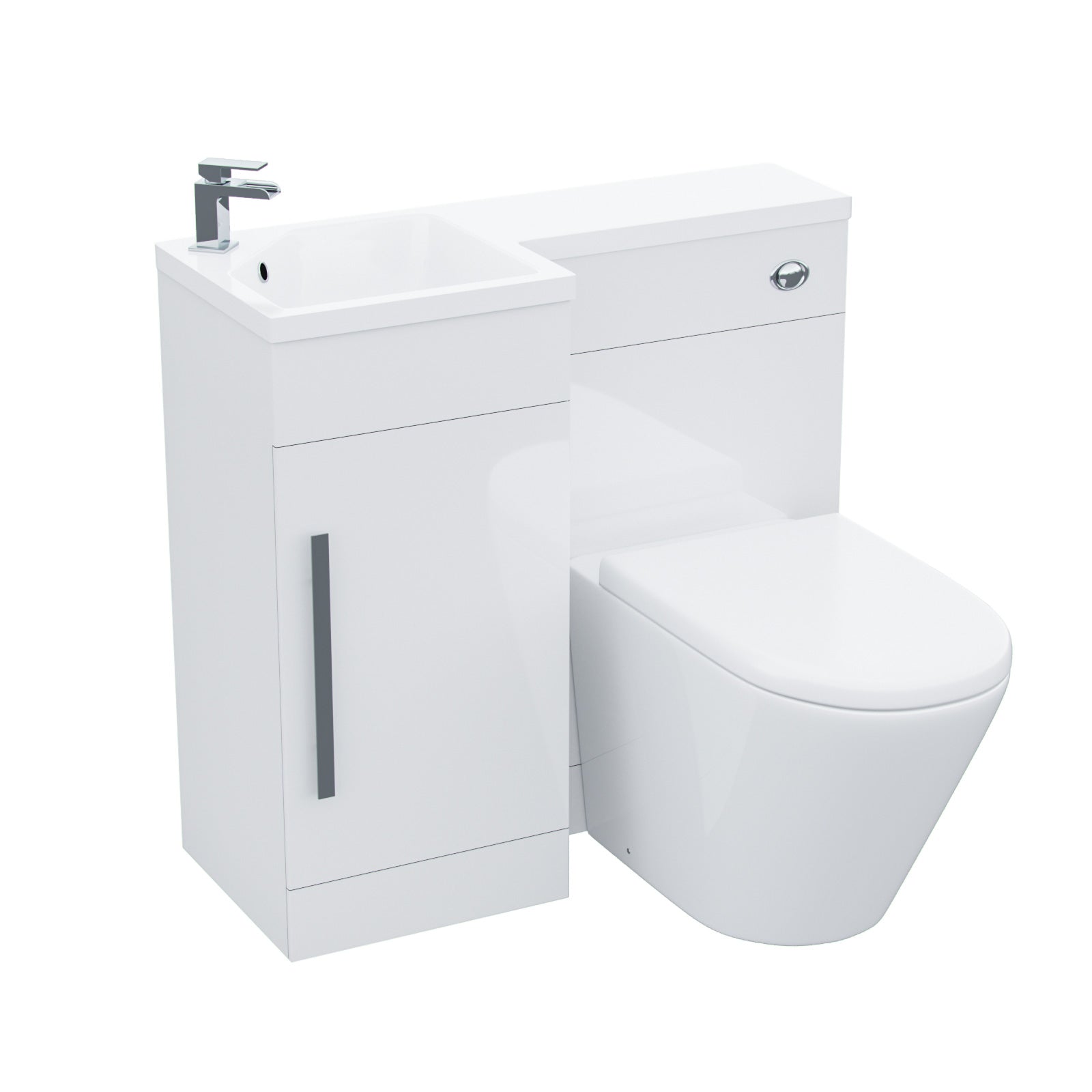 Jersey 900mm Vanity Basin Unit, WC Unit & Ellis PP Back To Wall Toilet White