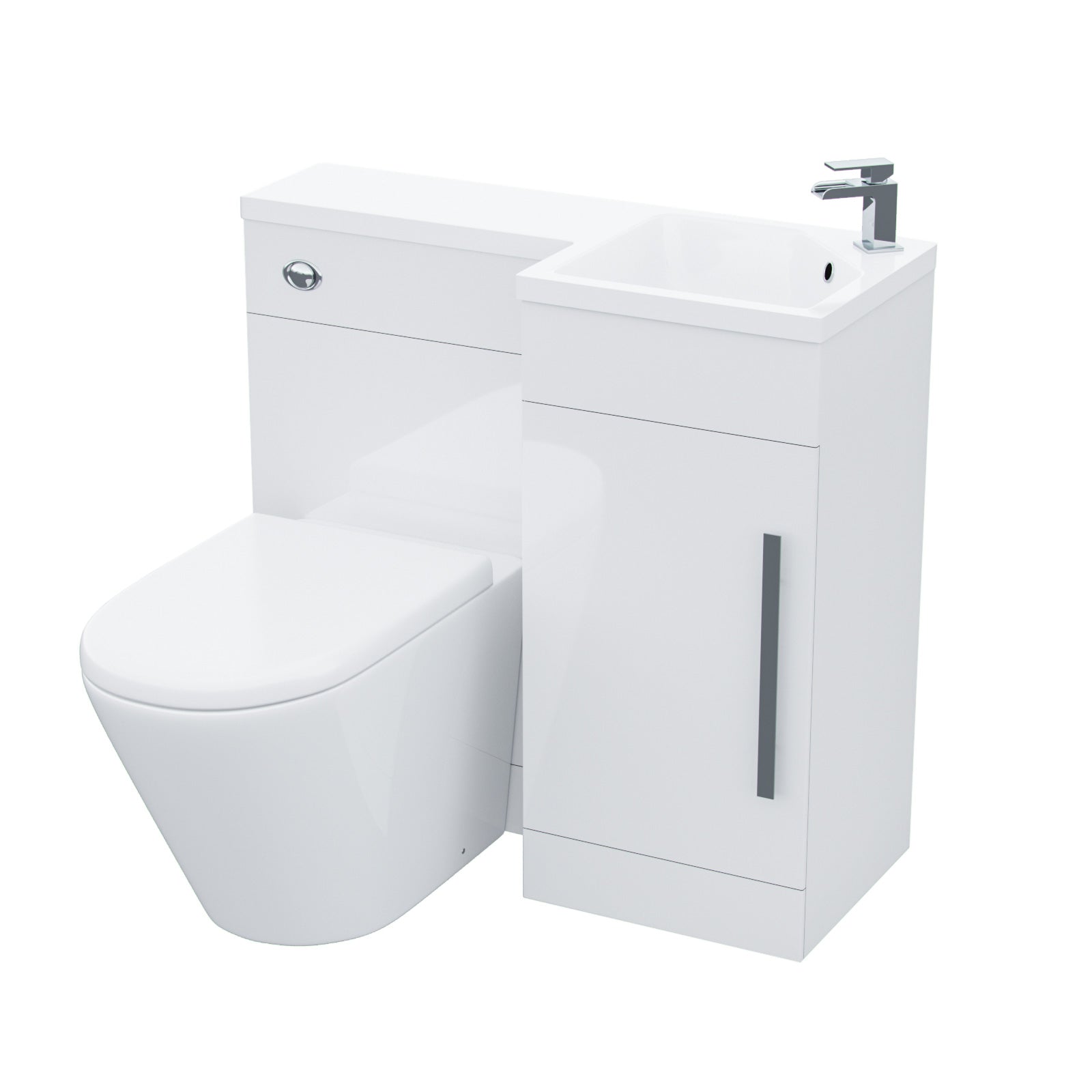 Jersey 900mm Vanity Basin Unit, WC Unit & Ellis PP Back To Wall Toilet White