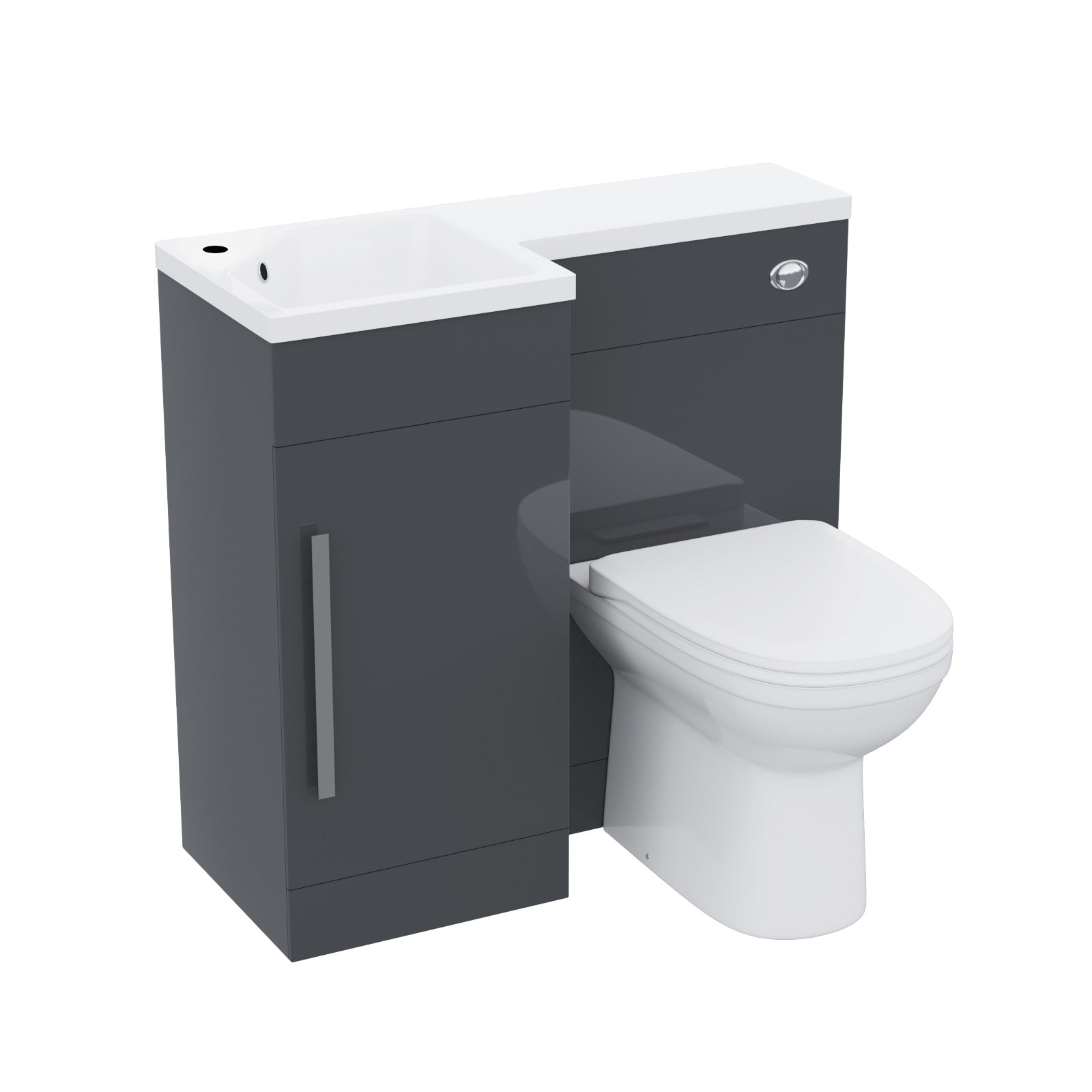 Jersey 900mm Vanity Basin Unit, WC Unit & Elso Back To Wall Toilet Grey