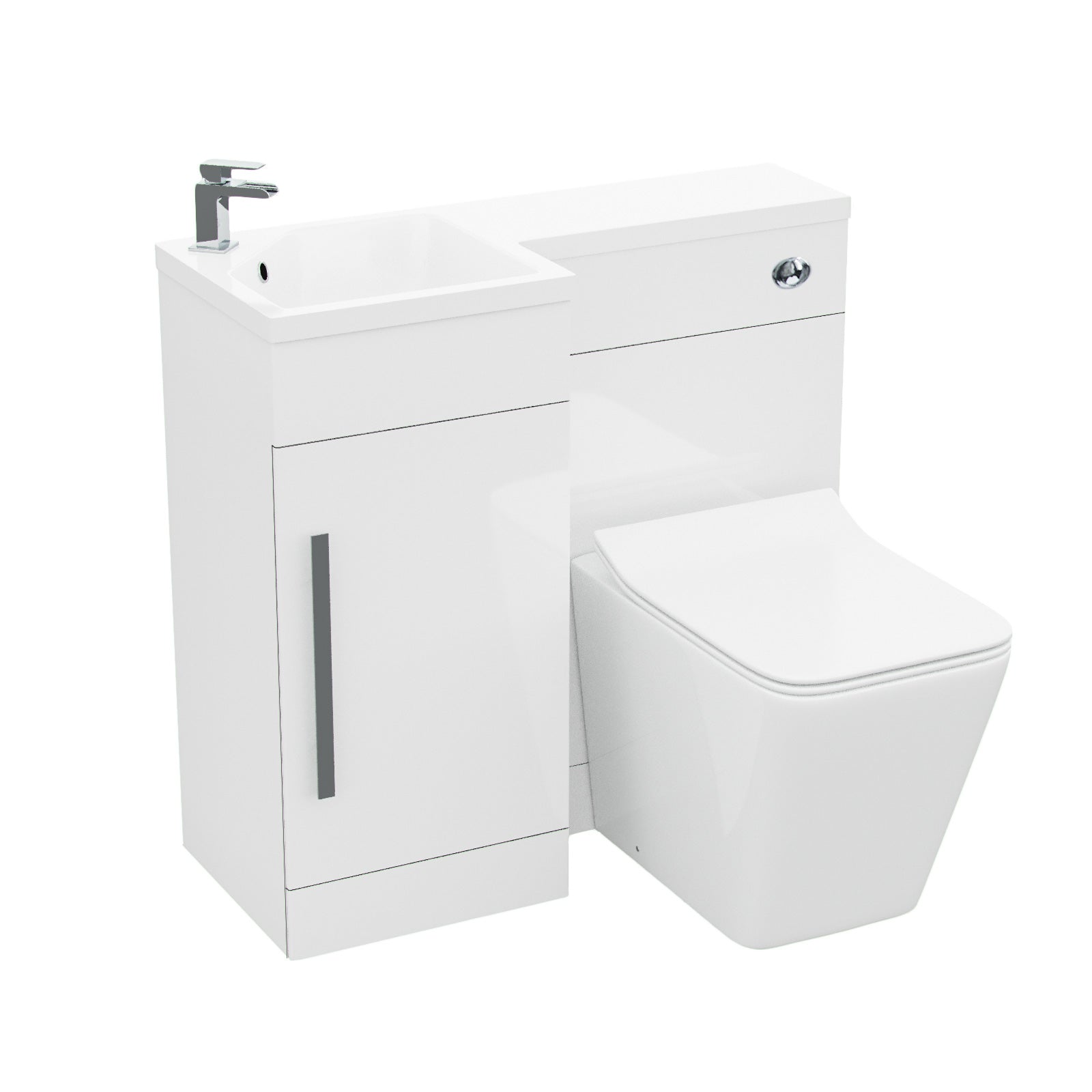 Jersey 900mm Vanity Basin Unit, WC Unit & Elora Back To Wall Toilet White