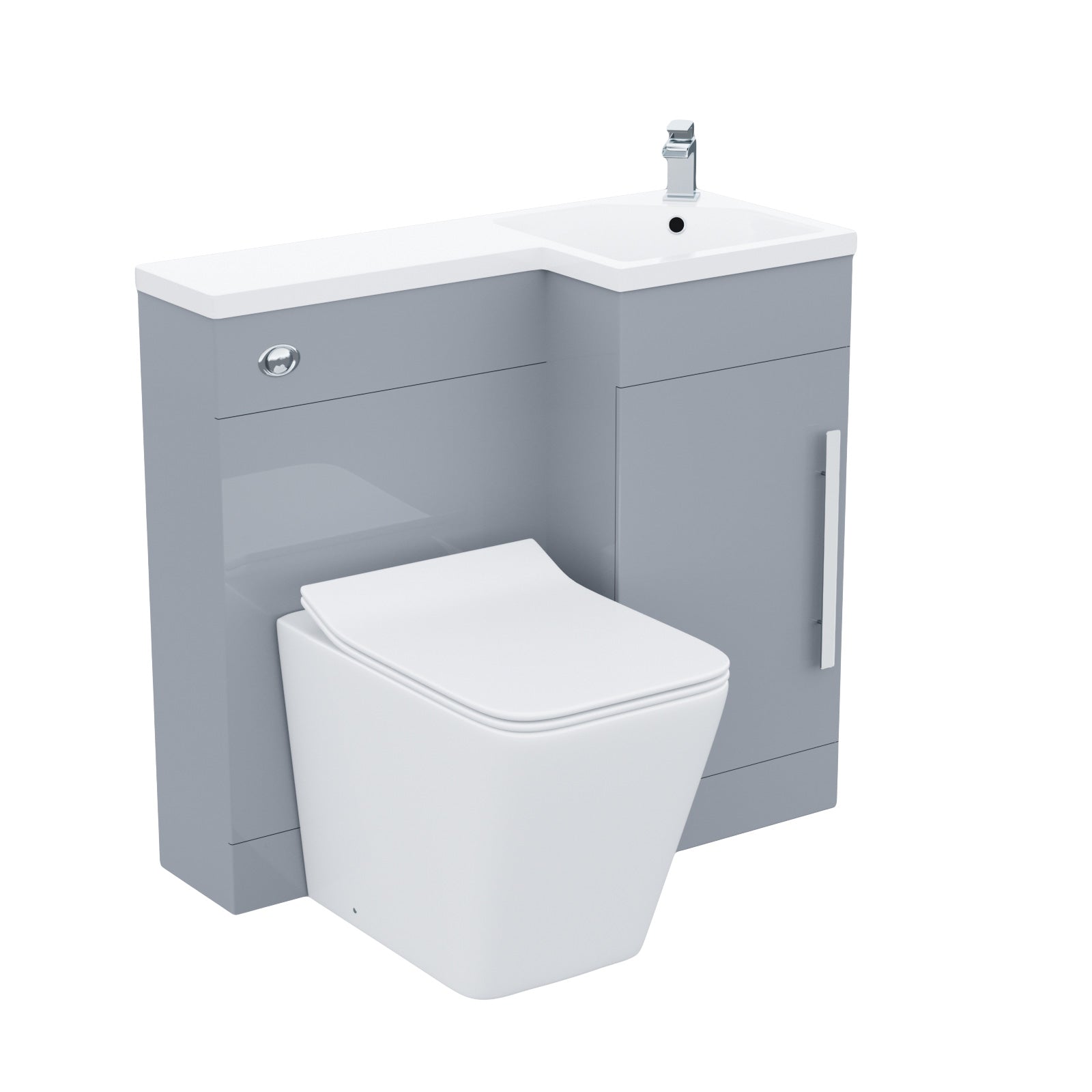 900mm Grey Vanity Unit Basin Sink with Rimless Toilet