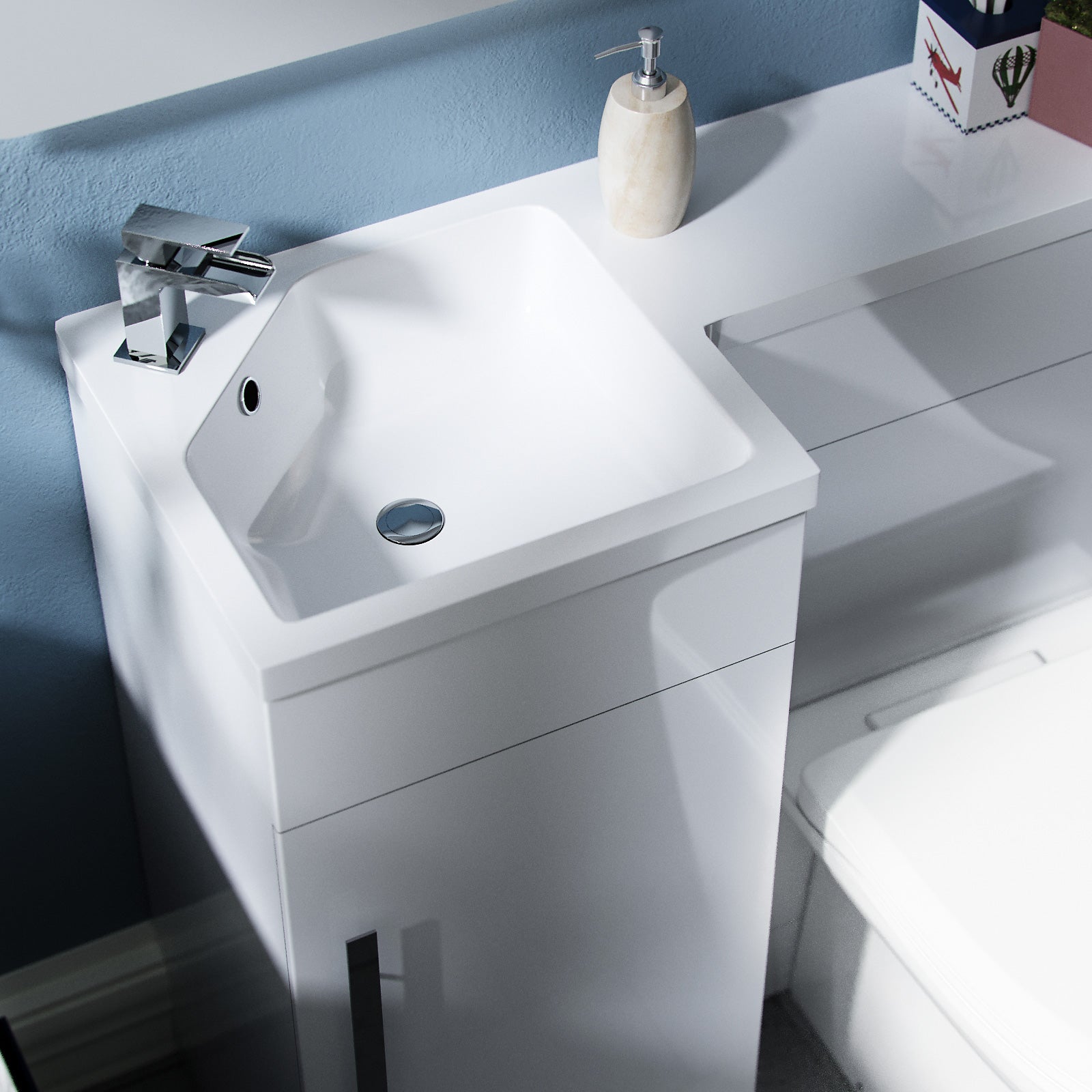 Jersey 900mm Vanity Basin Unit, WC Unit & Welbourne Back To Wall Toilet White