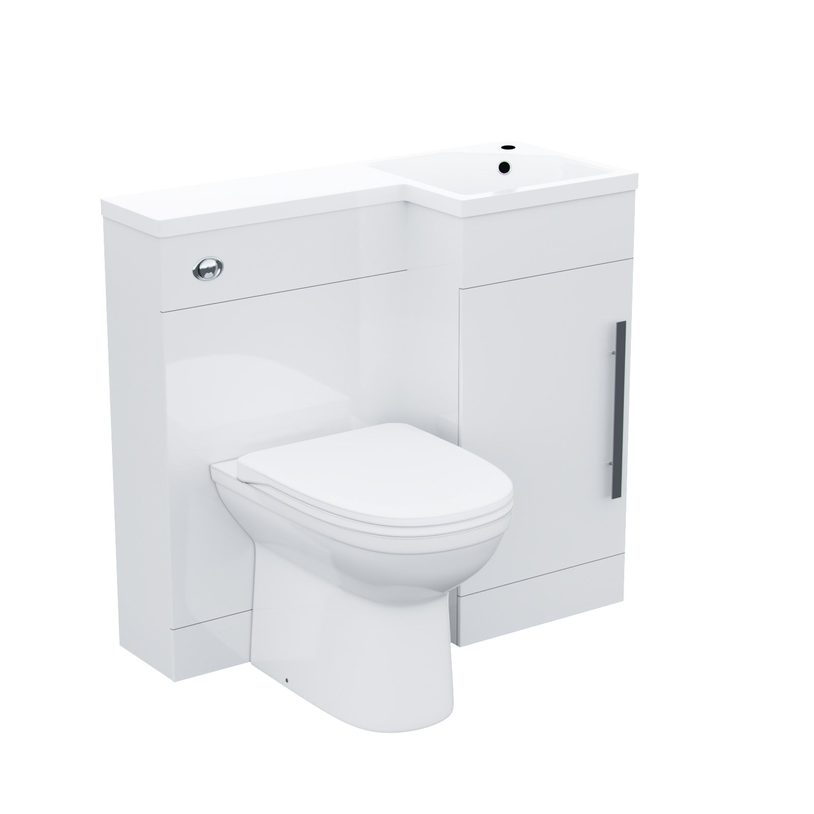 Jersey RH 900mm Vanity Basin Unit, WC Unit & Rimless Back To Wall Toilet White