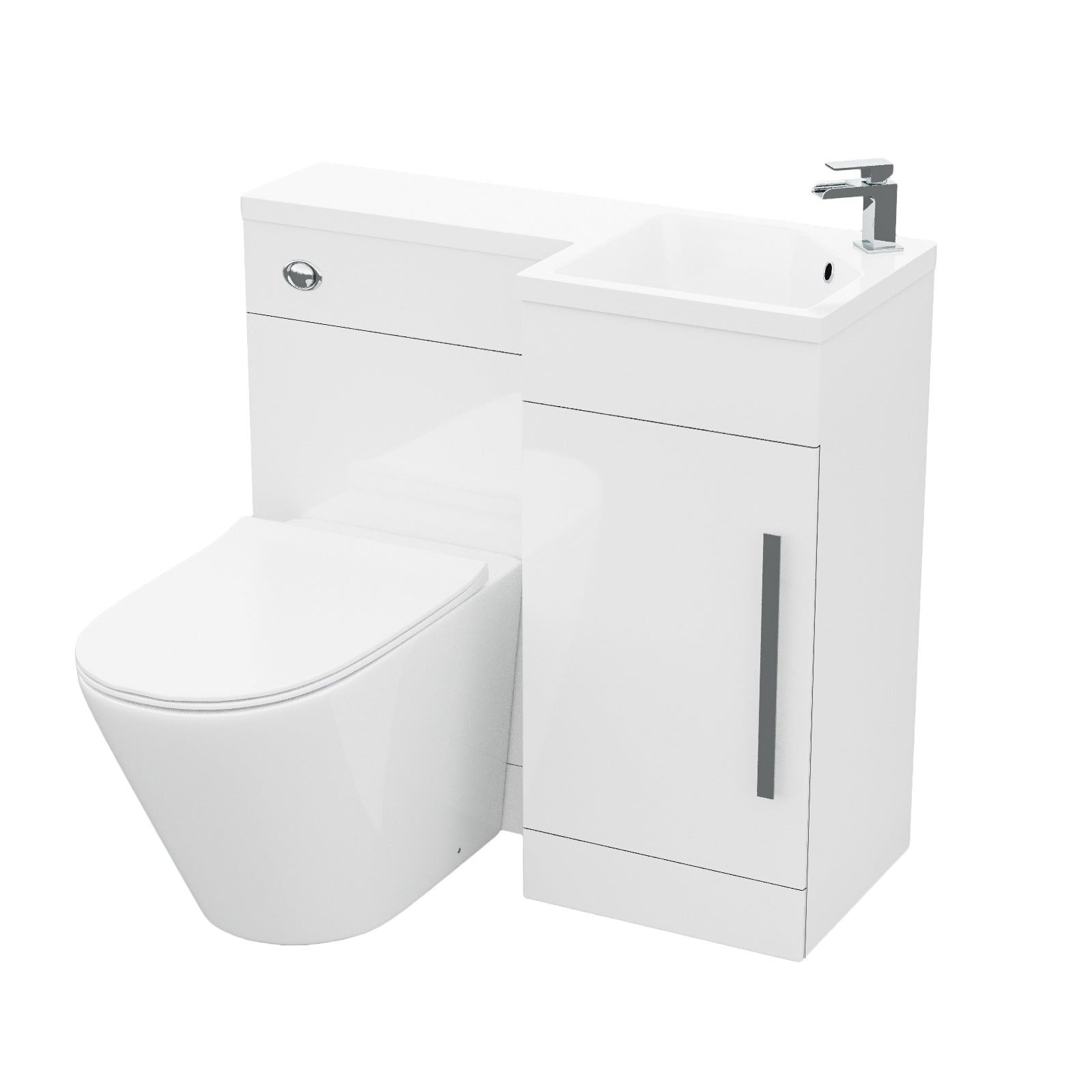 Jersey 900mm Flat Pack Vanity Basin Unit, WC Unit & Ellis UF Back To Wall Toilet White