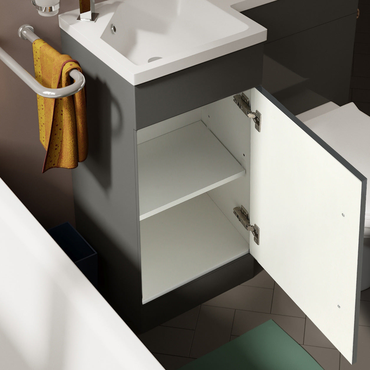 Jersey 900mm Vanity Basin Unit, WC Unit & Elso Back To Wall Toilet Grey