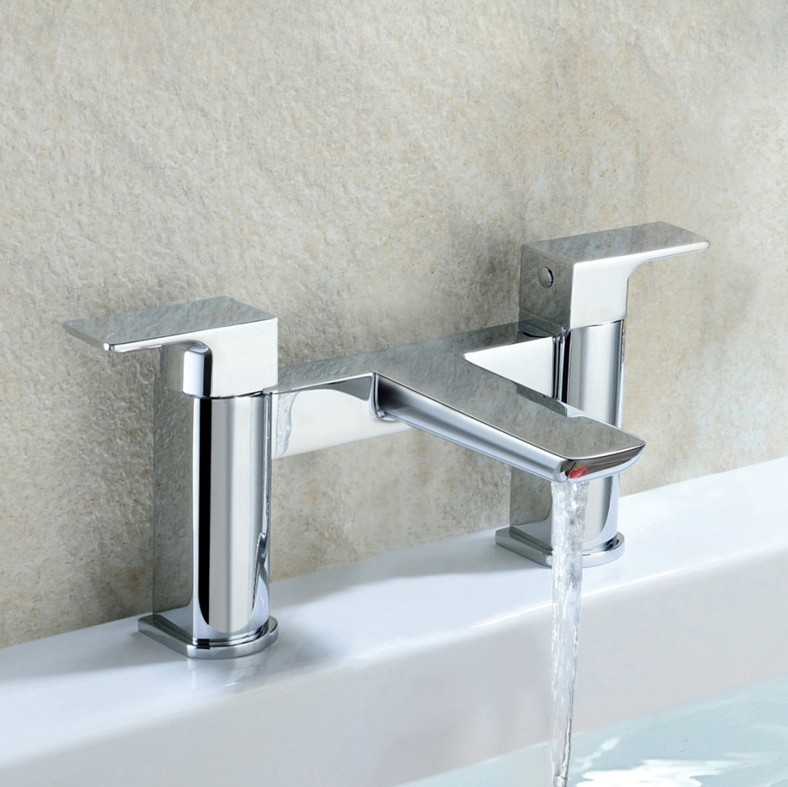 Astra Modern Round Bridge Deck Mounted Bath Filler Tap Chrome