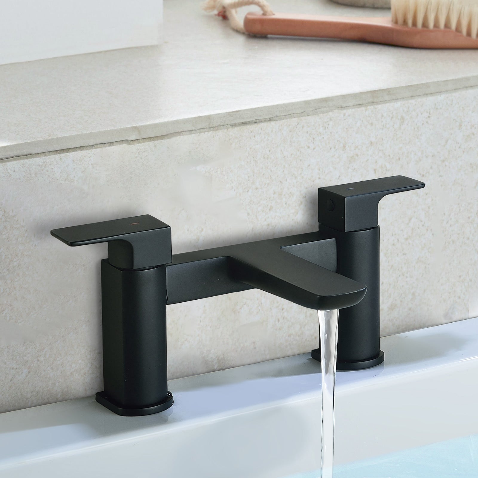 Astra Contemporary Bridge Deck Mounted Bath Filler Tap Matte Black