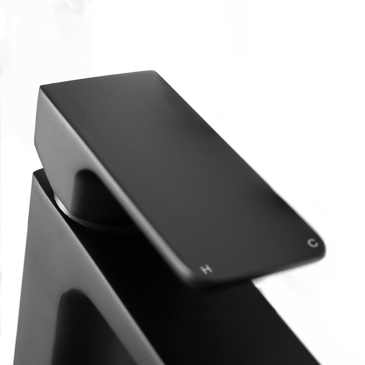 Astra Modern Matte Black Cloakroom Basin Single Lever Tap + Waste