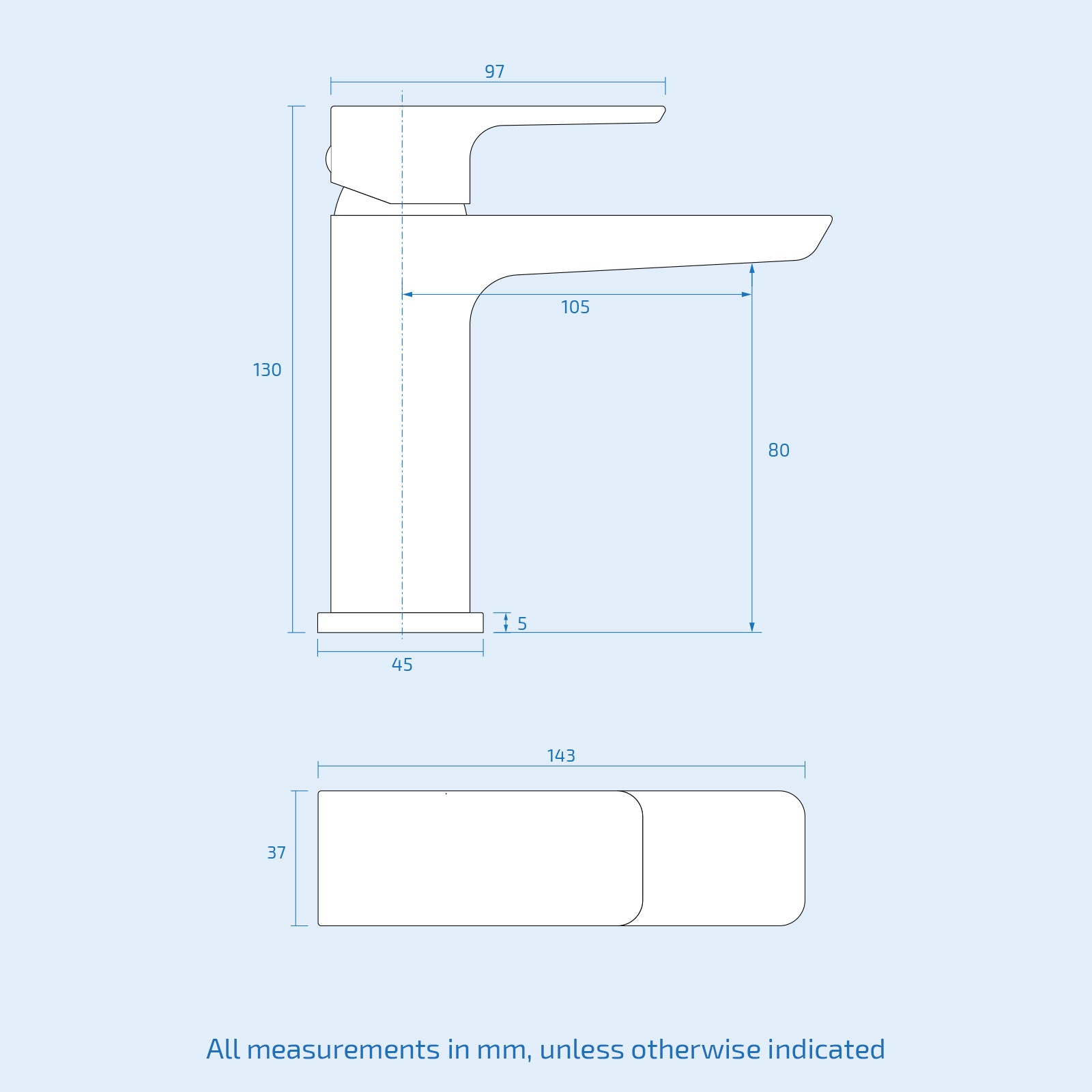 Astra Modern Matte Black Cloakroom Basin Single Lever Tap