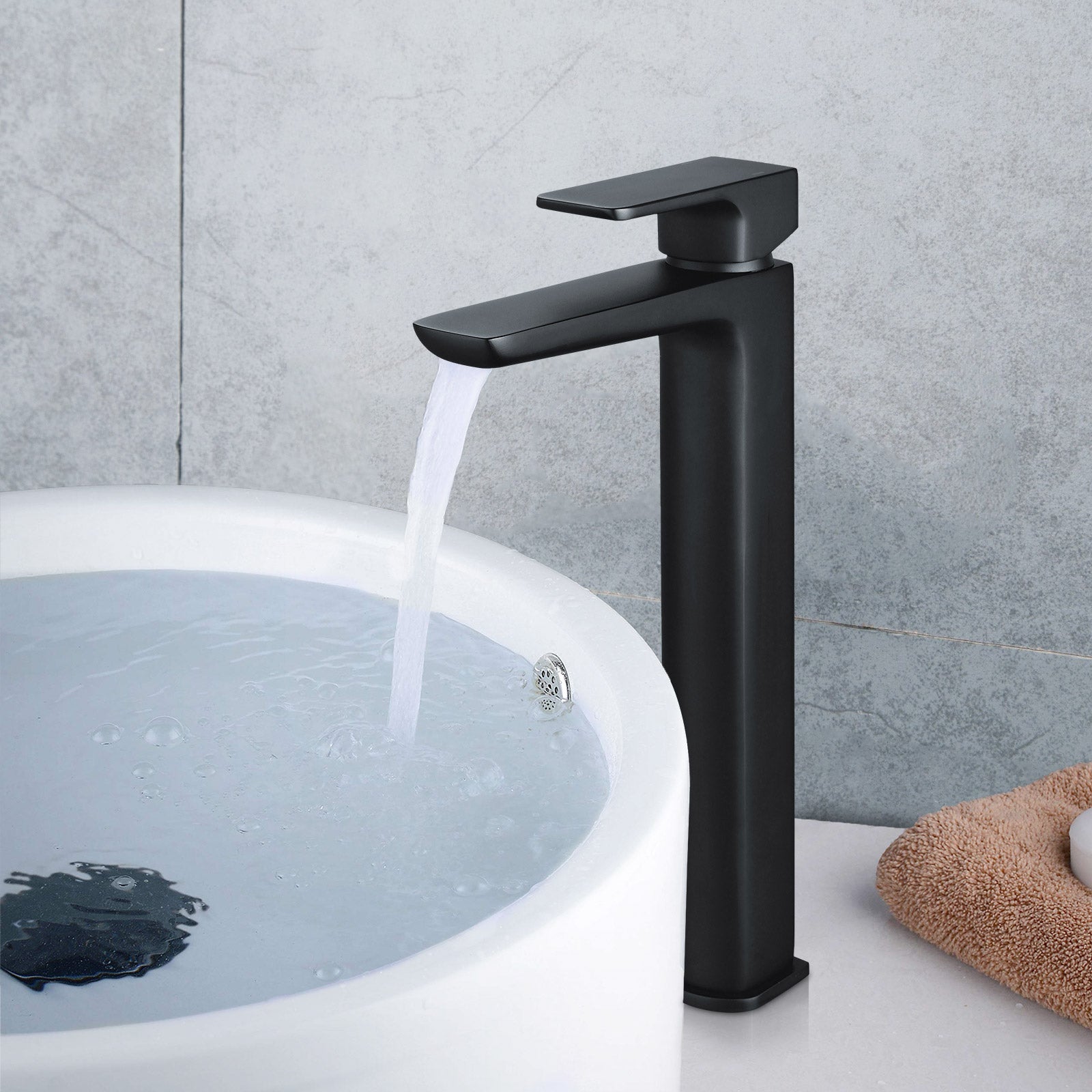 Astra Modern Countertop Extended Matte Black Basin Mono Mixer Tap