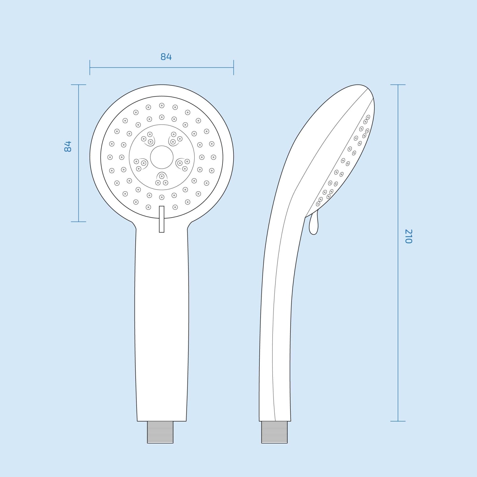 Small 3 Mode Round Handset (ABS)