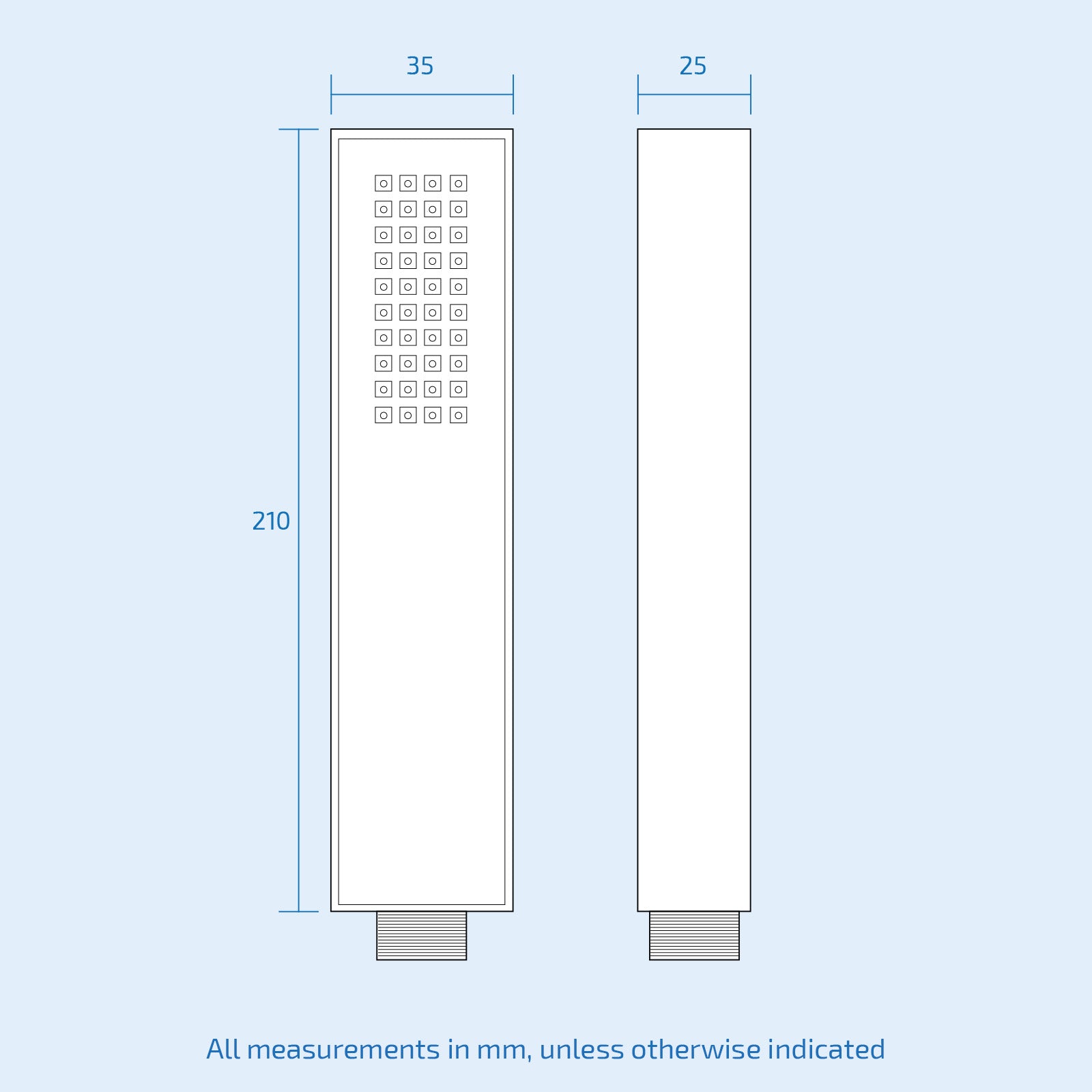 Modern Rectangular ABS Handheld Shower Head Hose and Wall Mount Holder