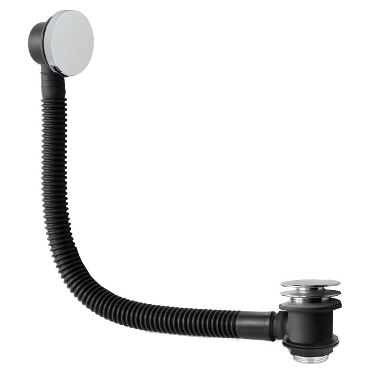 Round Bath & Sprung Waste With Minimalist Overflow Chrome Finish