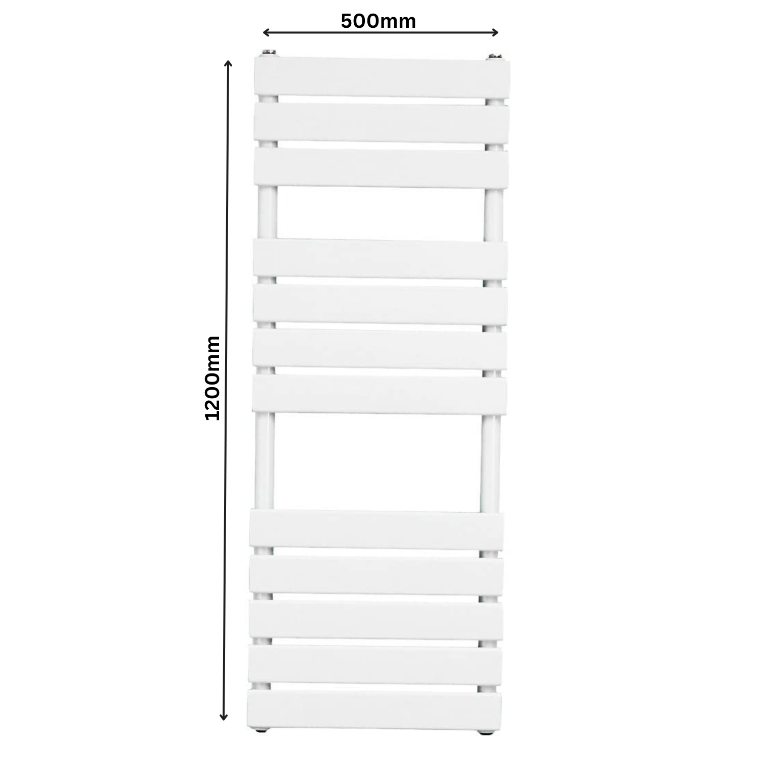 Designer Towel Rail Radiator 1200 X 500 mm Horizontal Straight White