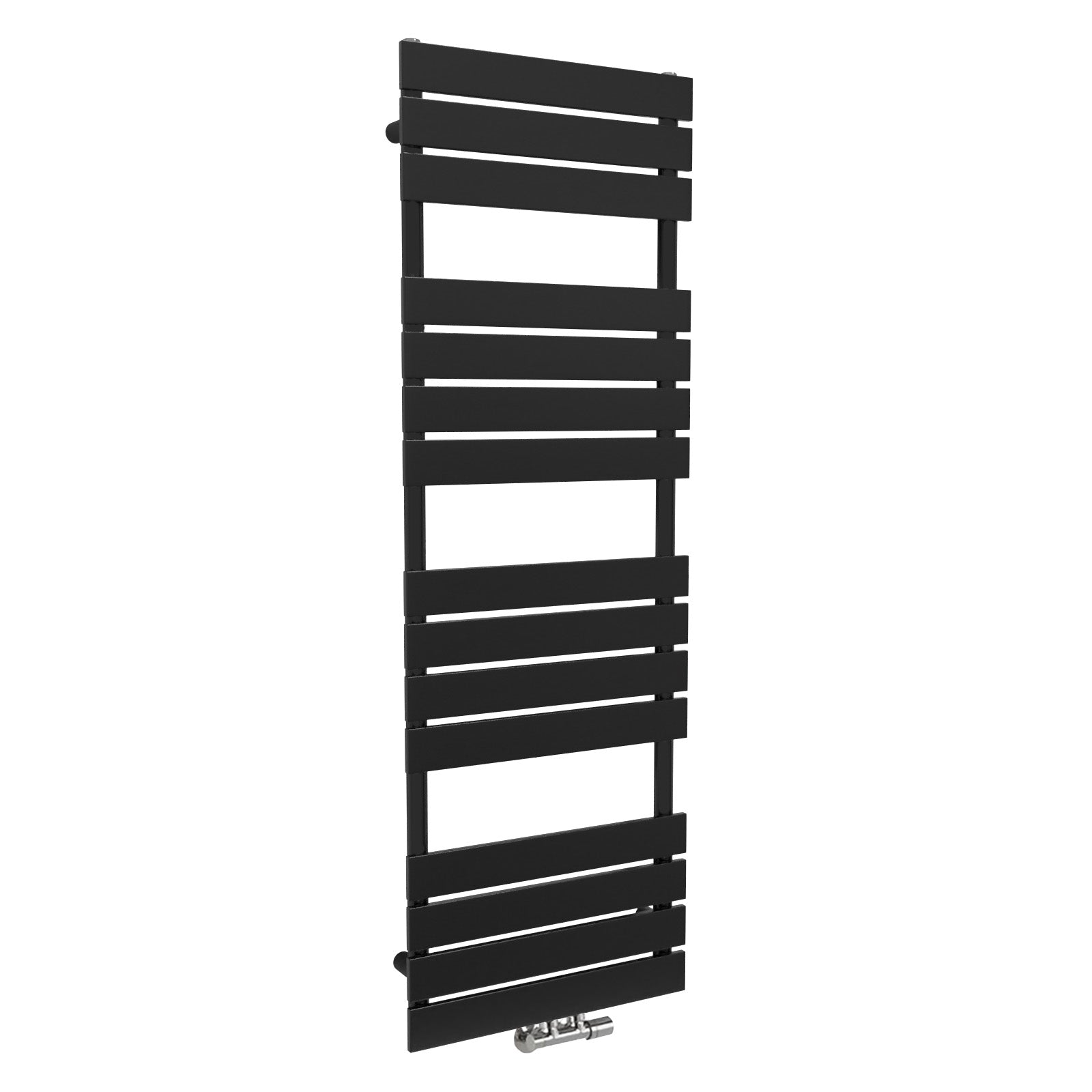 Vertical Central Connection Towel Radiator Black Single Flat Tube 1600 x 500 mm