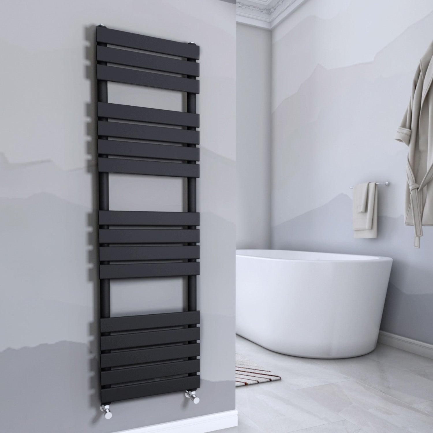 Honeywell 1600 X 500 mm Horizontal Straight Black Towel Rail Radiator