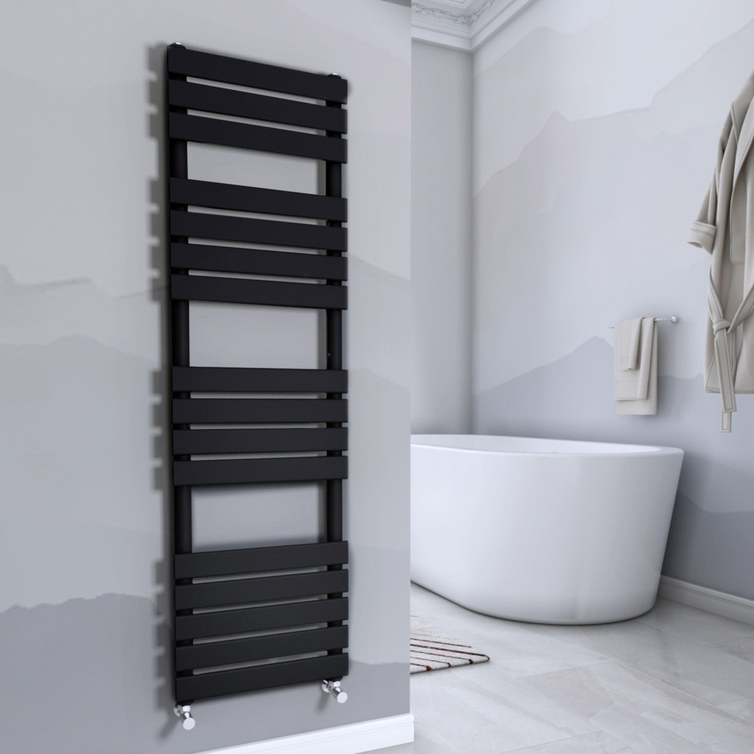 Honeywell 1600 X 500 mm Straight Matte Black Flat Panel Towel Radiator