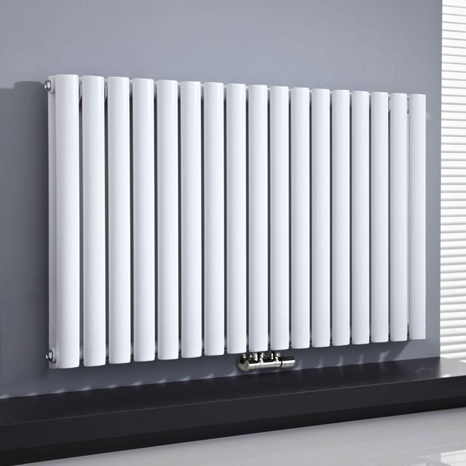 Horizontal Side Connection Radiator White Double Oval Tube 1020 x 600 mm