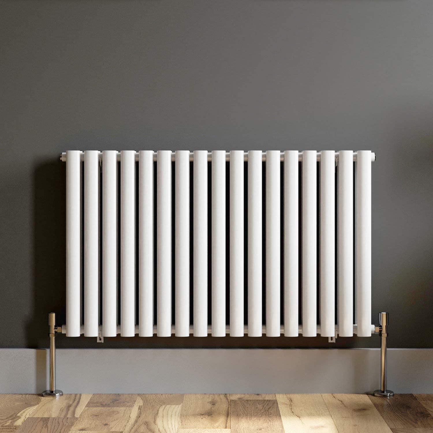 Designer Radiator 1020 X 600 mm Horizontal Double Oval Tube White