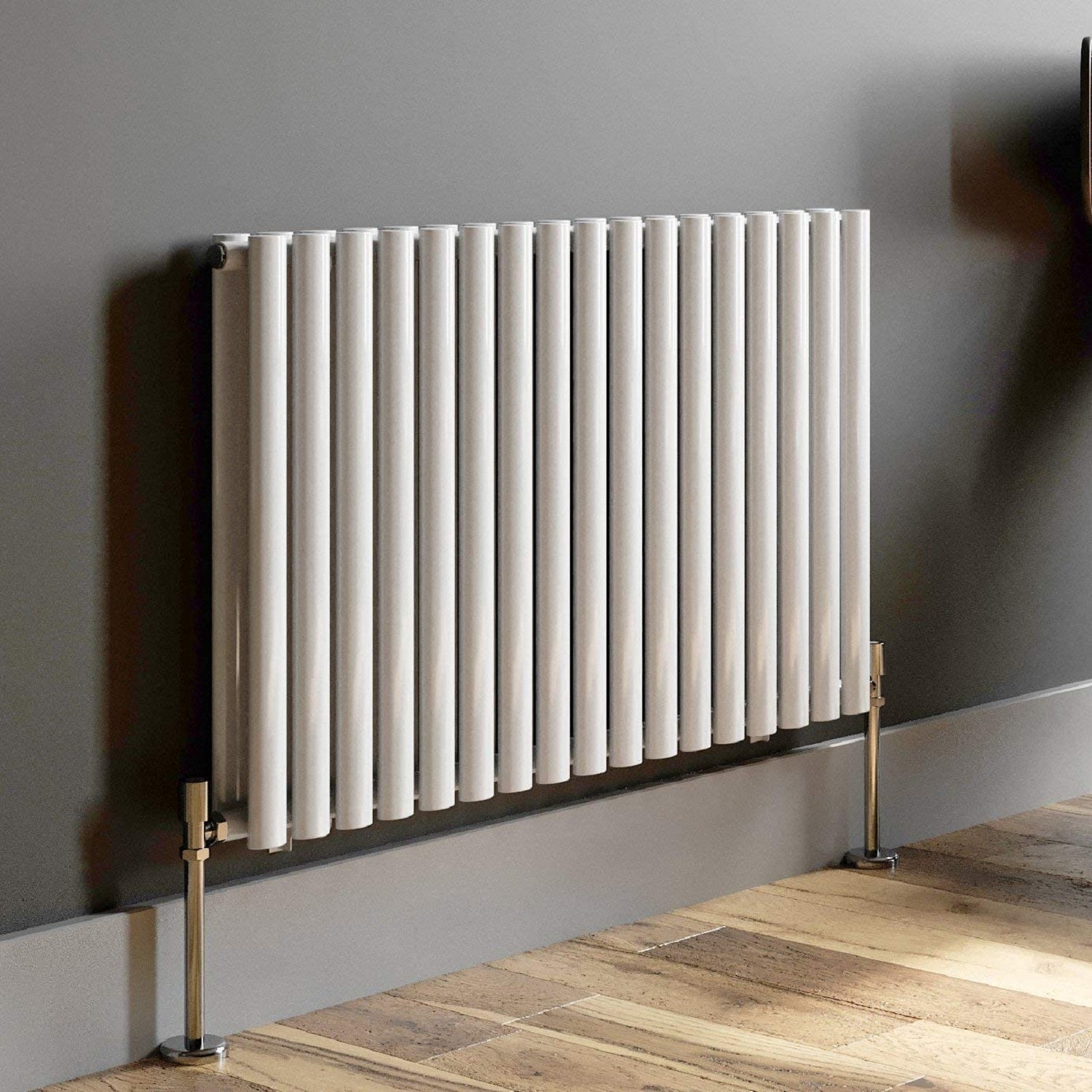 Designer Radiator 600 X 1020 mm Horizontal Double Oval Tube White