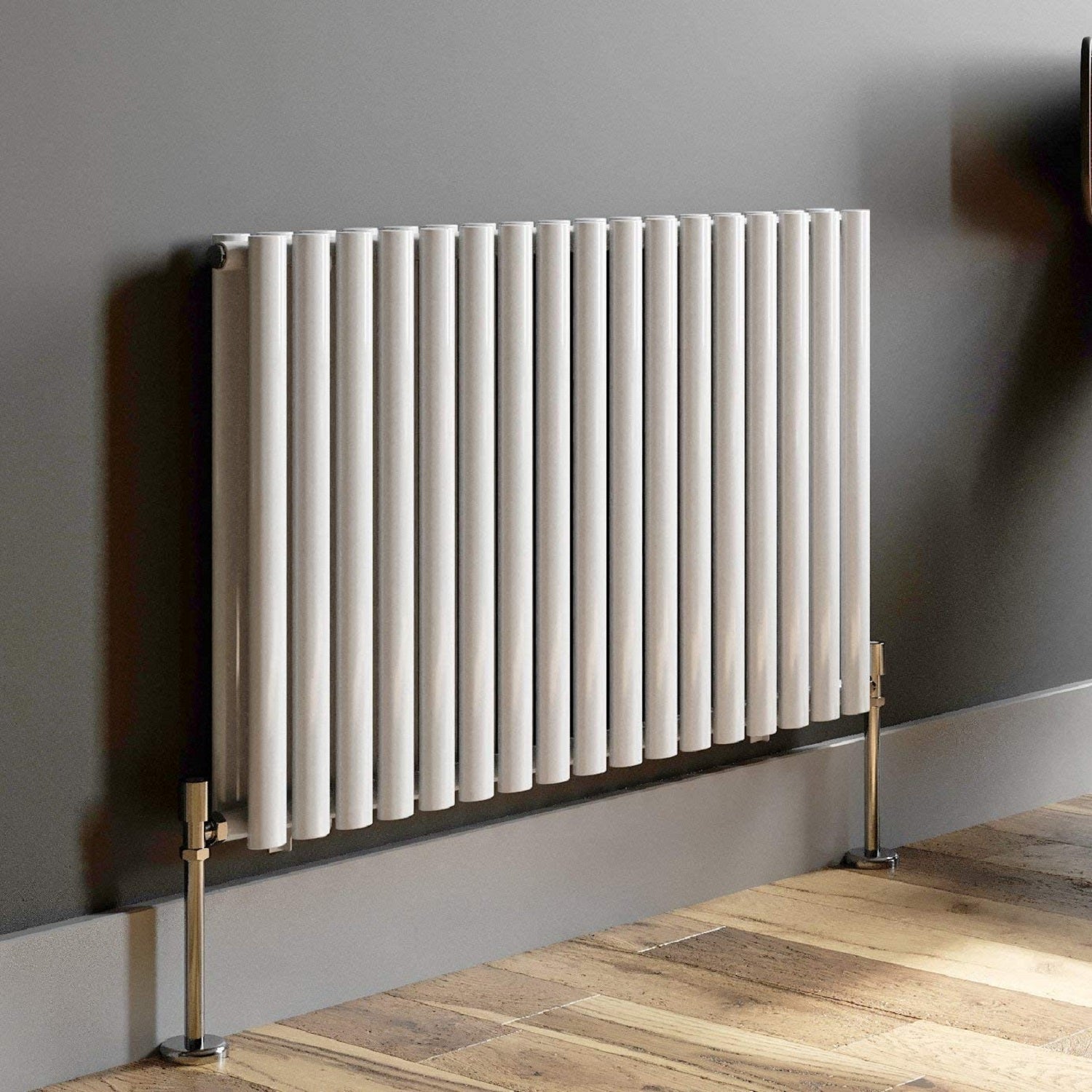 Designer Radiator 1020 X 600 mm Horizontal Double Oval Tube White