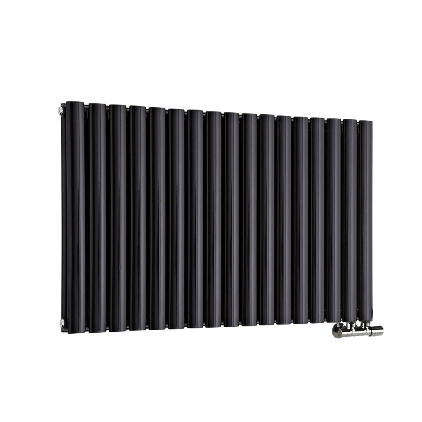 Horizontal Side Connection Radiator Black Double Oval Tube 1020 x 600 mm