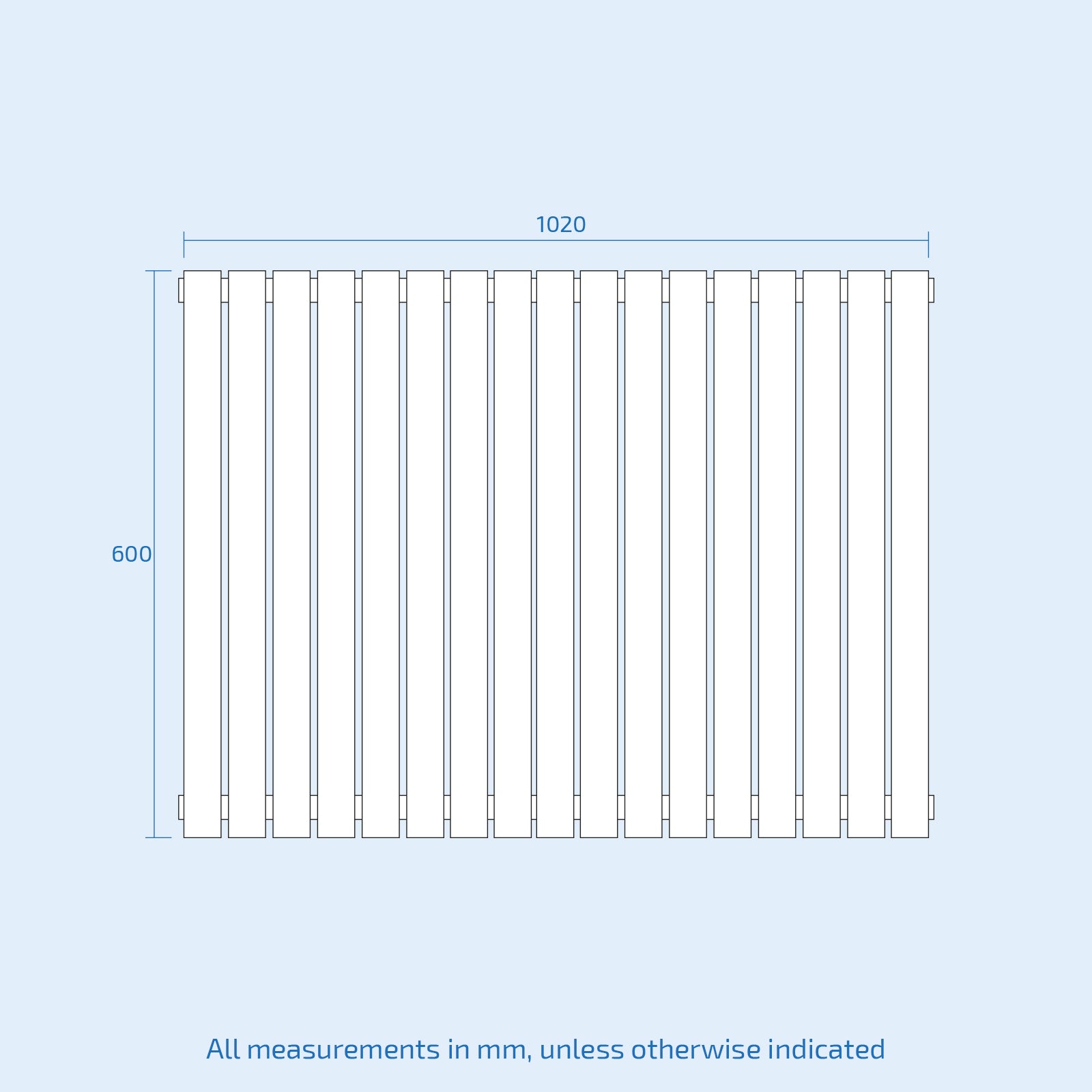 Vertical Central Connection Towel Radiator White Single Straight 1600 x 600 mm