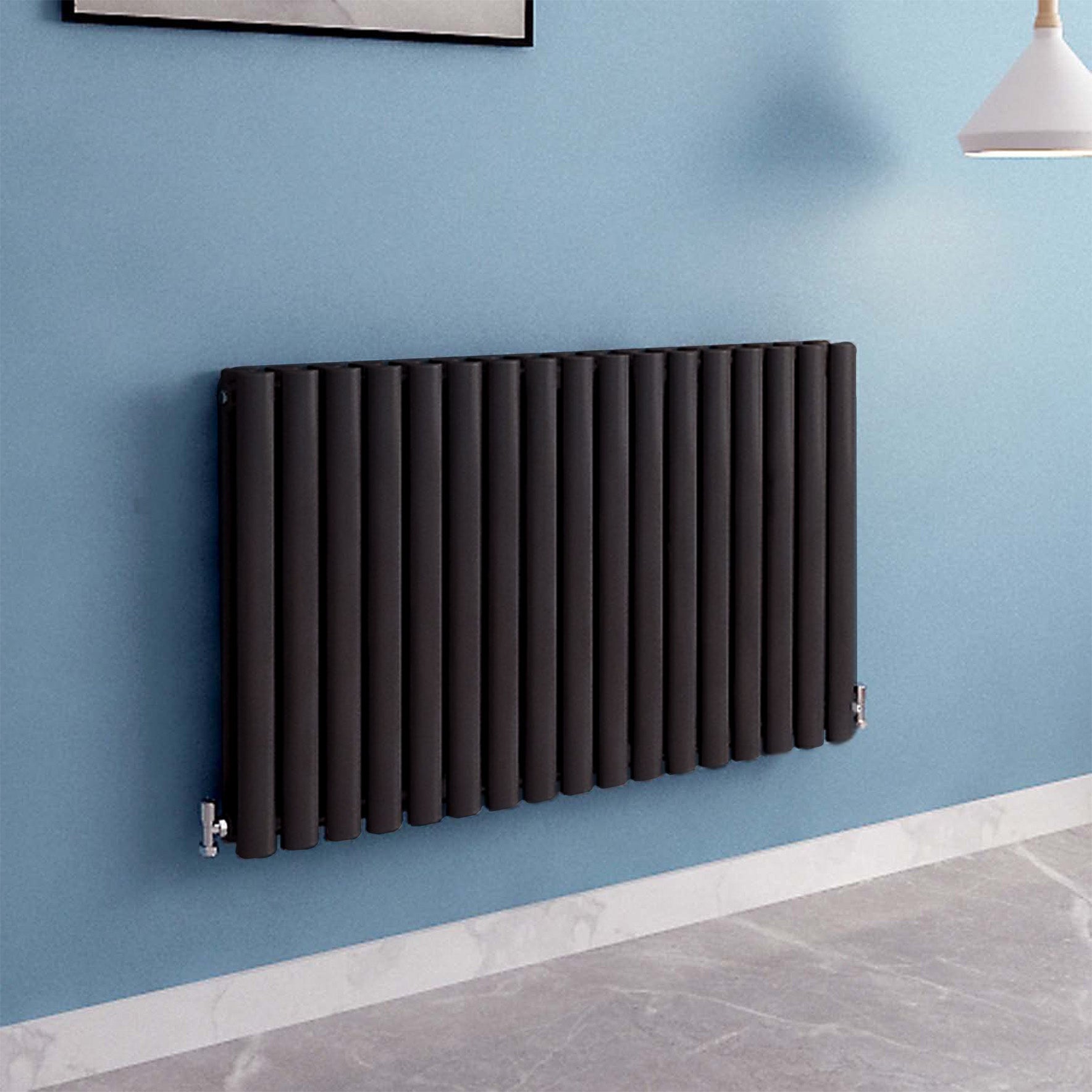 Honeywell 600 X 1020mm Horizontal Double Oval Tube Matte Black Designer Radiator