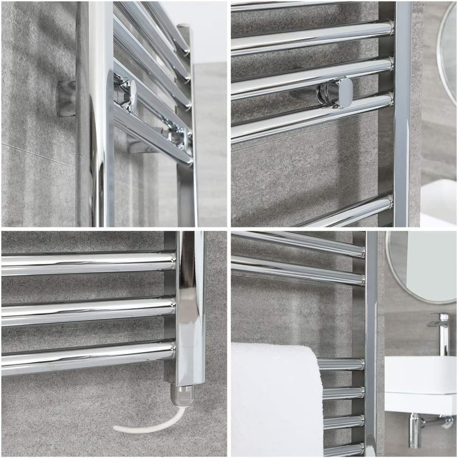 Towel Rail Radiator 1200 X 600 mm Horizontal Straight Chrome