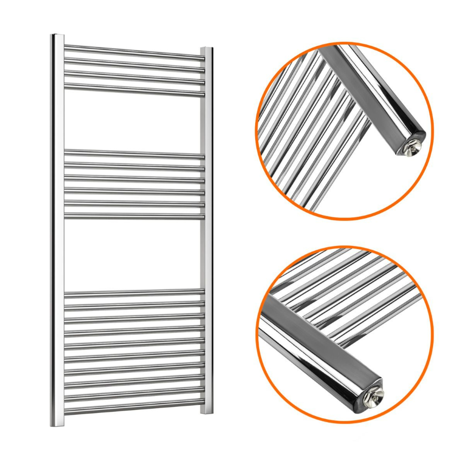 Towel Rail Radiator 1200 X 600 mm Horizontal Straight Chrome