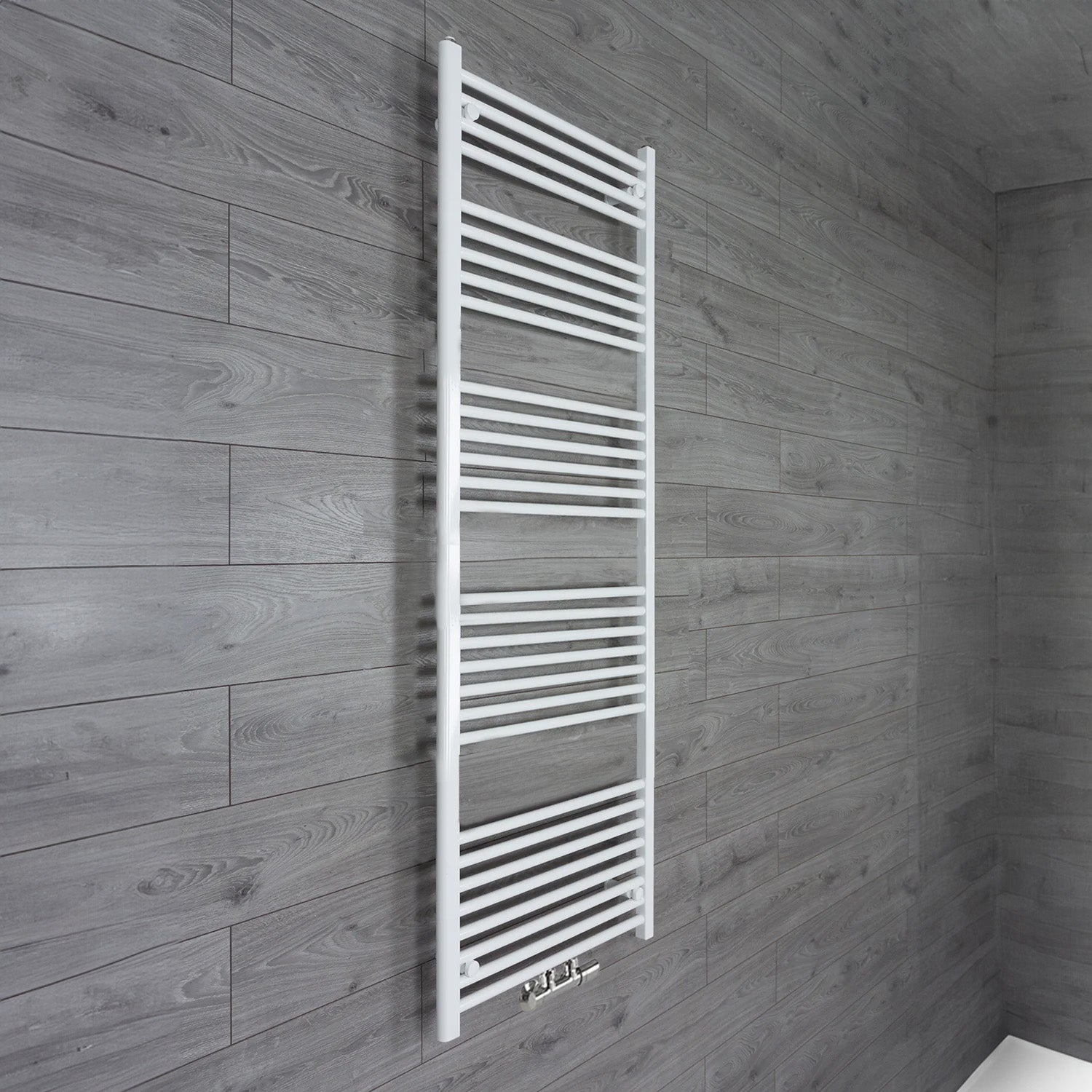 Vertical Central Connection Towel Radiator White Single Straight 1600 x 500 mm