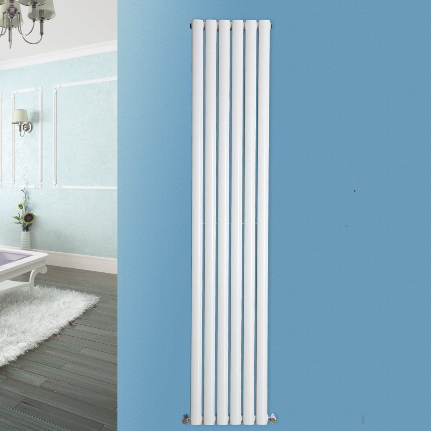 Honeywell 1800 X 360mm Vertical Double Oval Tube White Designer Radiator