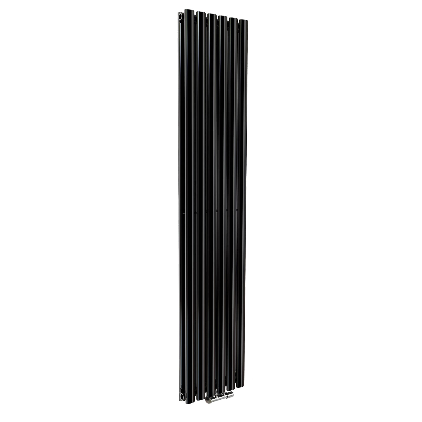 Vertical Central Connection Radiator Black Double Oval Tube 1800 x 360 mm