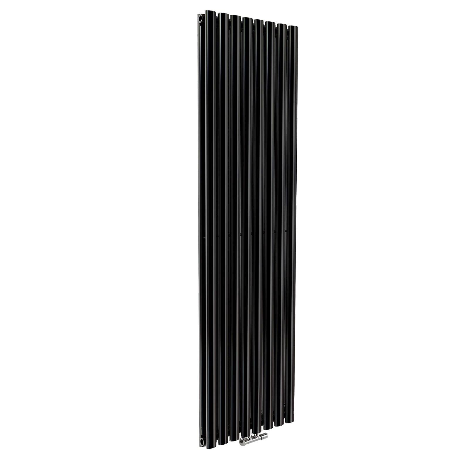 Vertical Central Connection Radiator Black Double Oval Tube 1800 x 480 mm