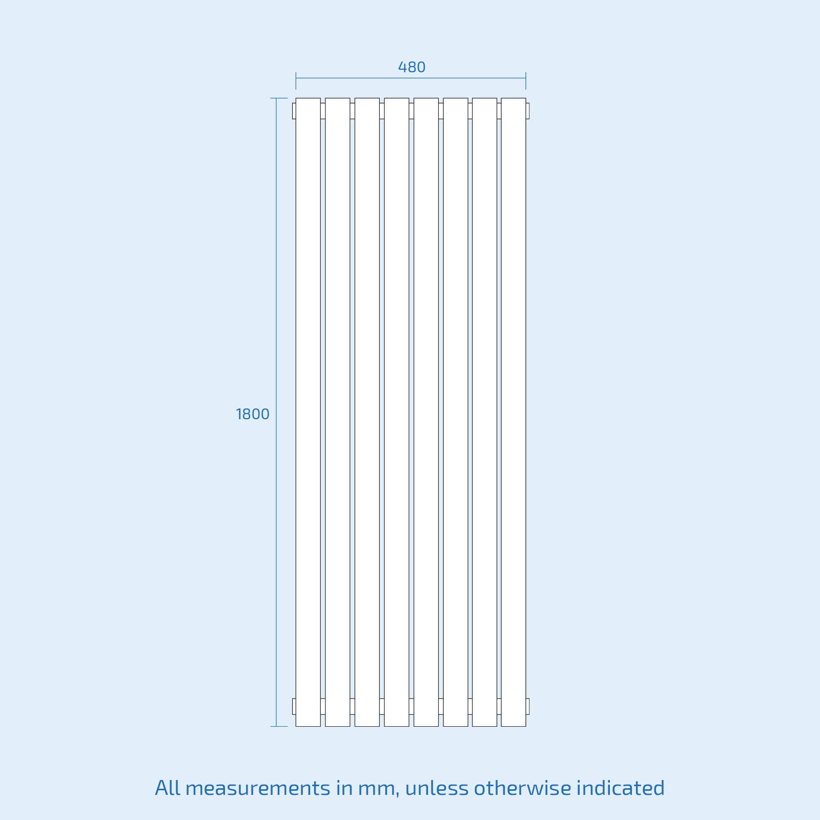 Vertical Central Connection Towel Radiator White Single Straight 1600 x 600 mm