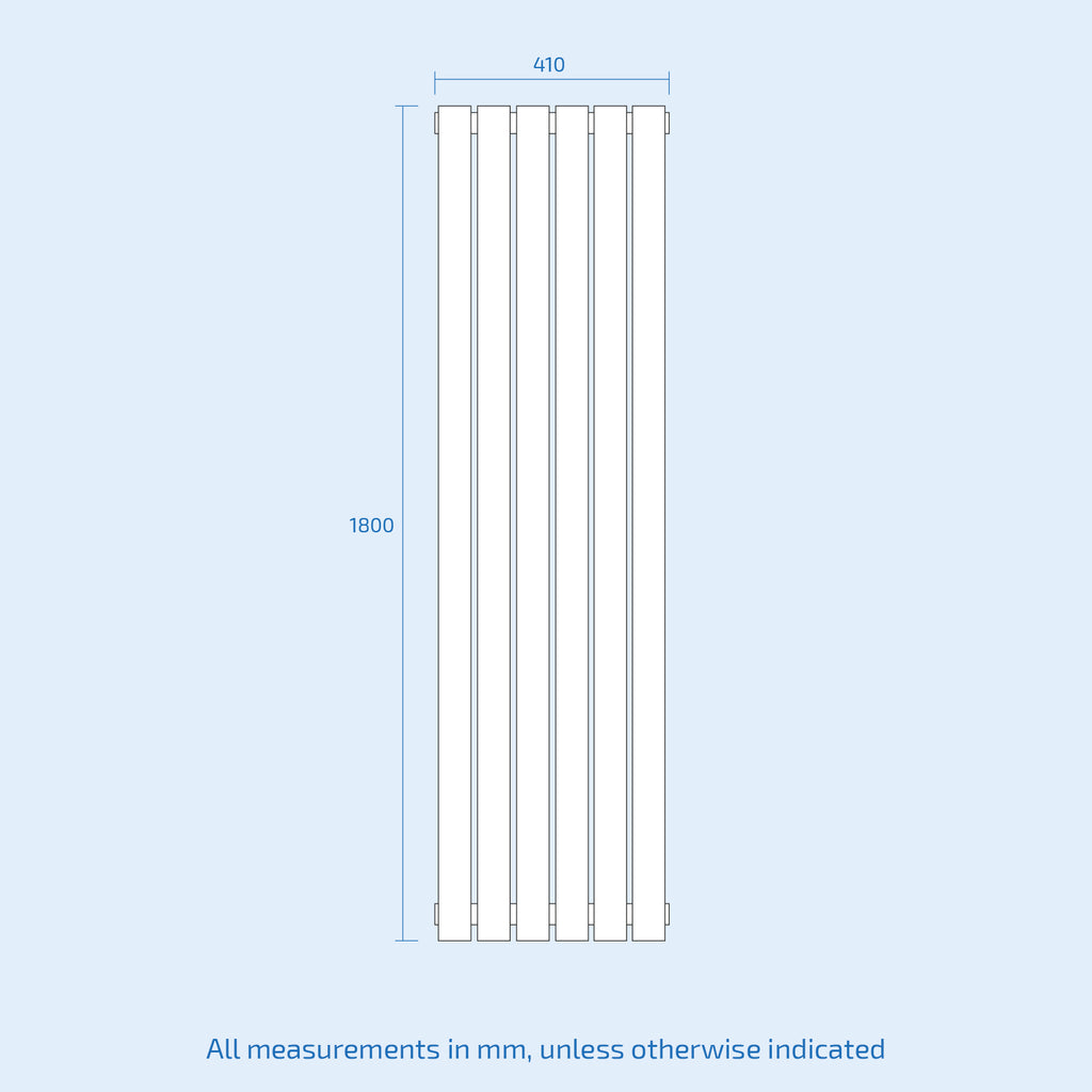 Standard Width Radiator Vertical Flat Panel White Central Connection Radiator 1800 X 410 mm
