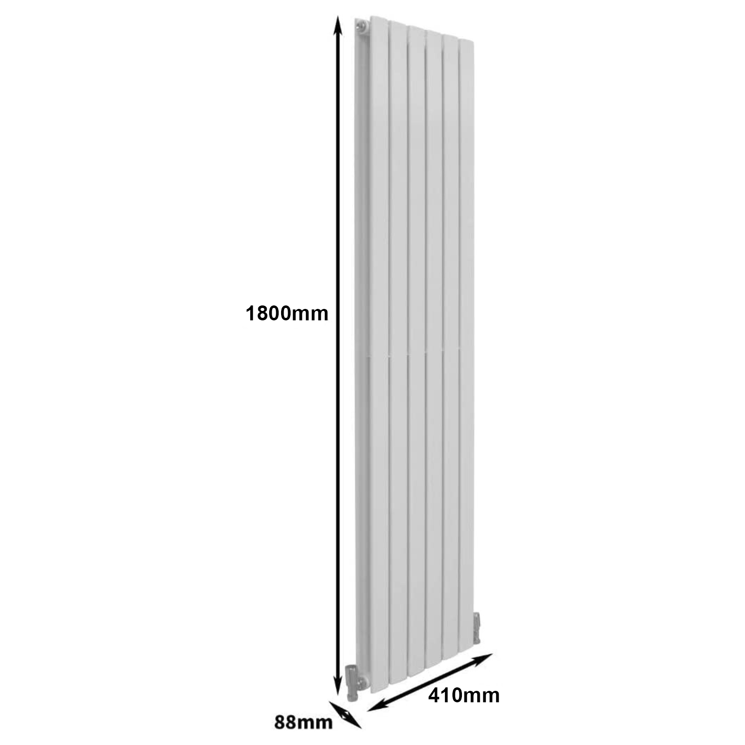 Designer Radiator 1800 X 410 mm Vertical Double Oval Tube White