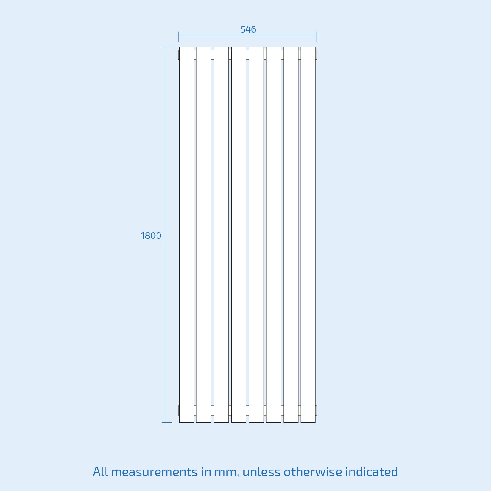 Vertical Central Connection Towel Radiator White Single Straight 1600 x 600 mm