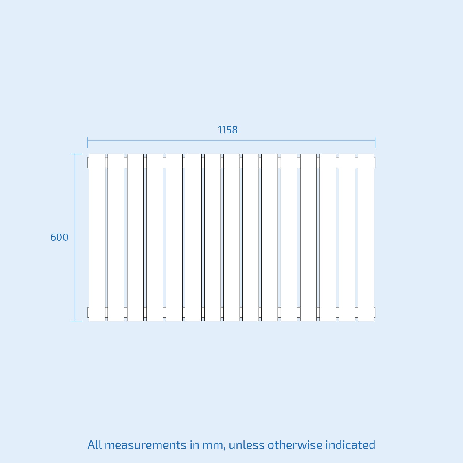 Horizontal Flat Panel Side Connection Black Designer Radiator 1158 X 600mm