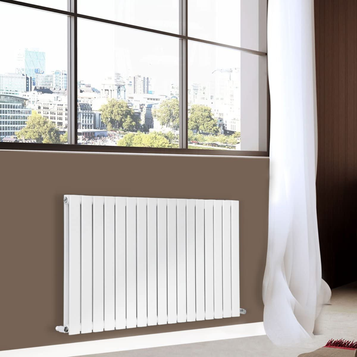 Designer Radiator 600 X 1158 mm Vertical Double Oval Tube White