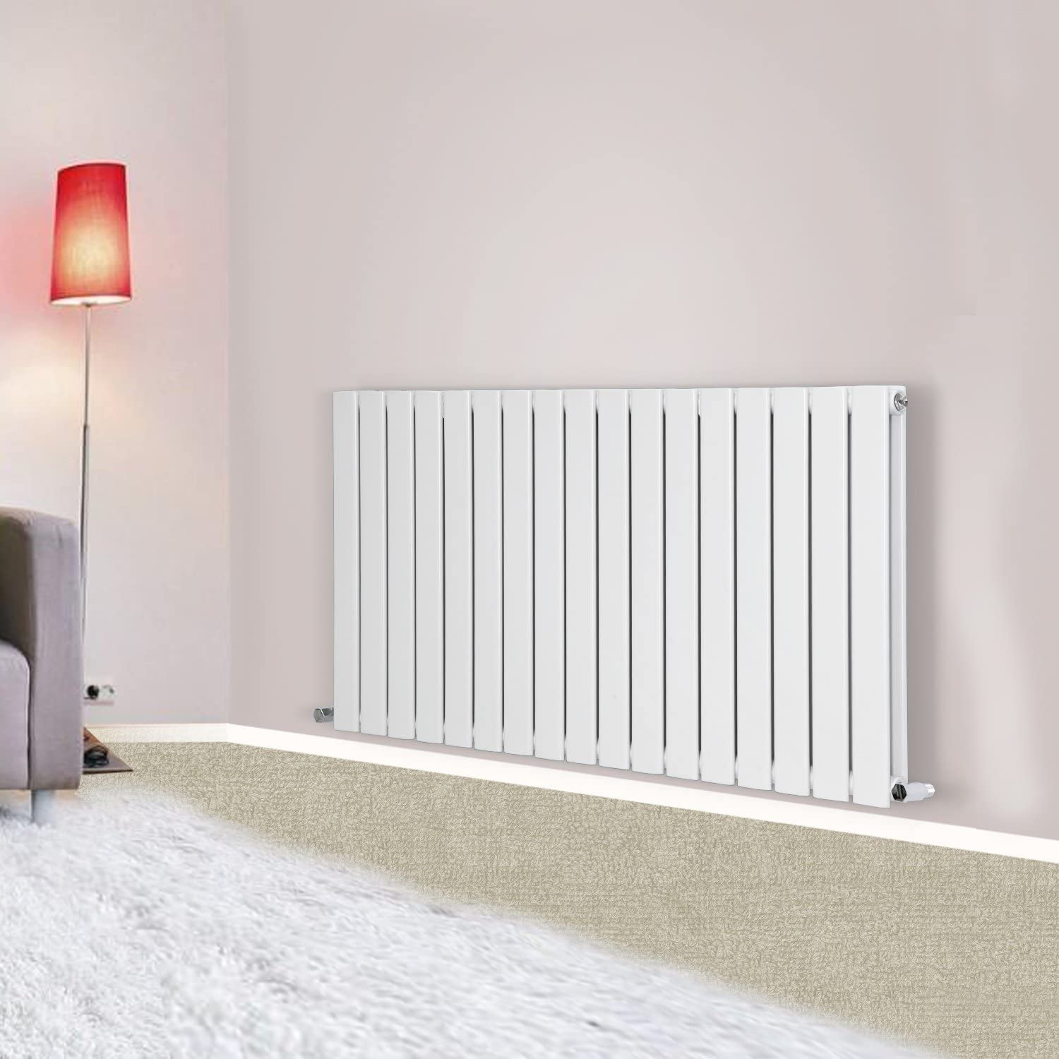 Designer Radiator 600 X 1158 mm Vertical Double Oval Tube White